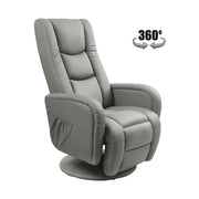 Fotoliu recliner PULSAR, gri, piele ecologica/metal, 68x85/135x85/106 cm