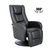 Fotoliu recliner PULSAR, negru, piele ecologica/metal, 68x85/135x85/106 cm