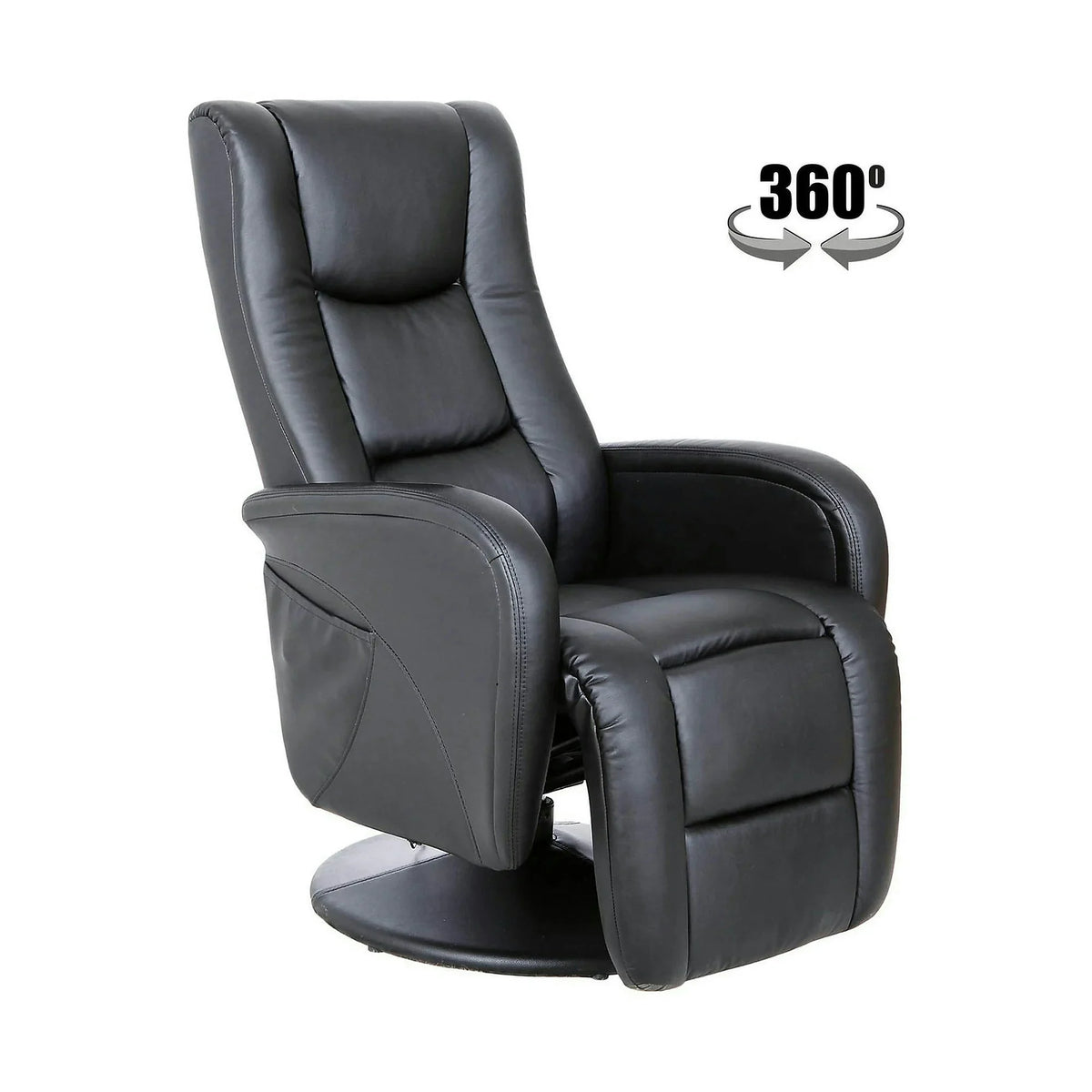 Fotoliu recliner PULSAR, negru, piele ecologica/metal, 68x85/135x85/106 cm