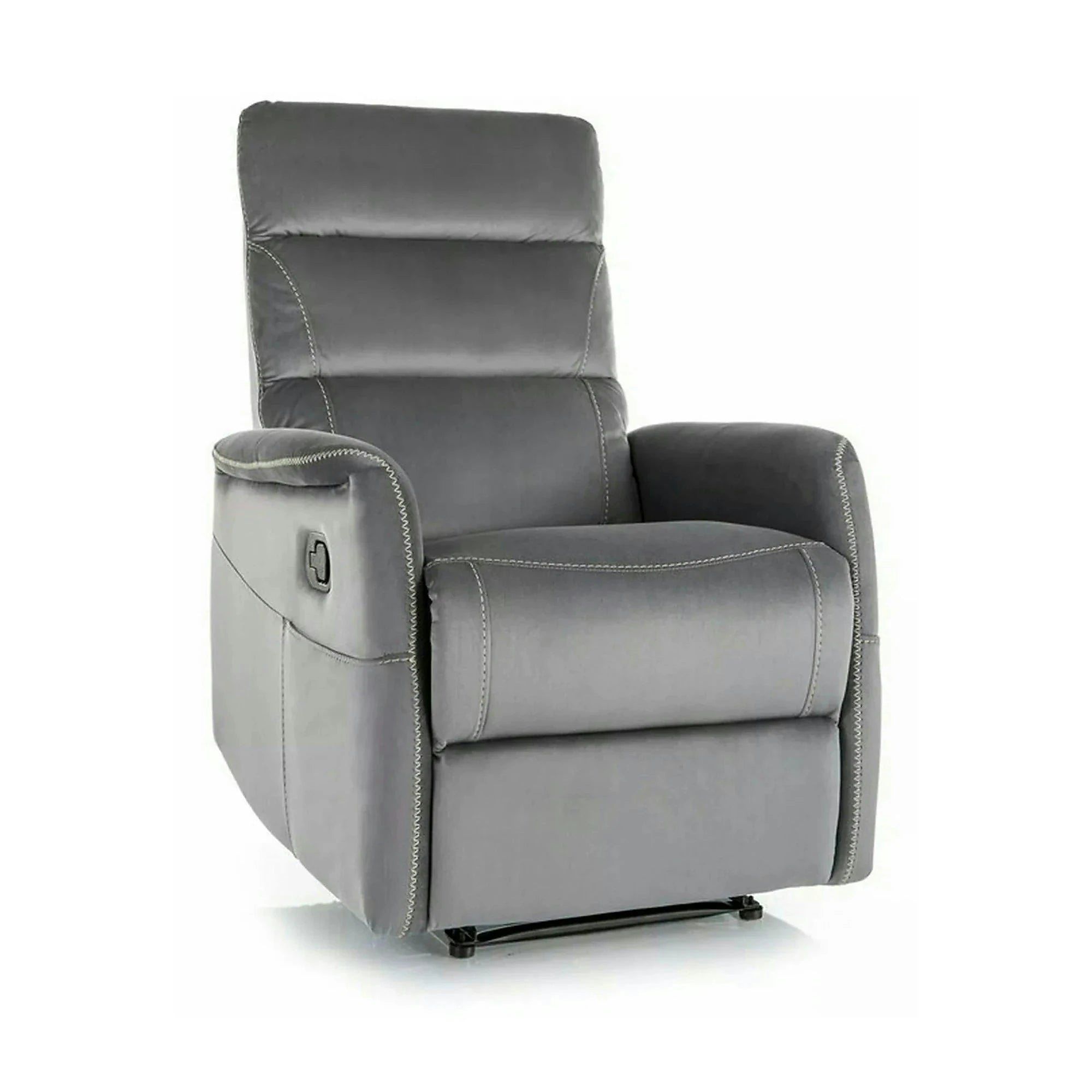 Fotoliu recliner SOLON M, stofa catifelata gri - Bluvel 14, 74x86/162x106 cm