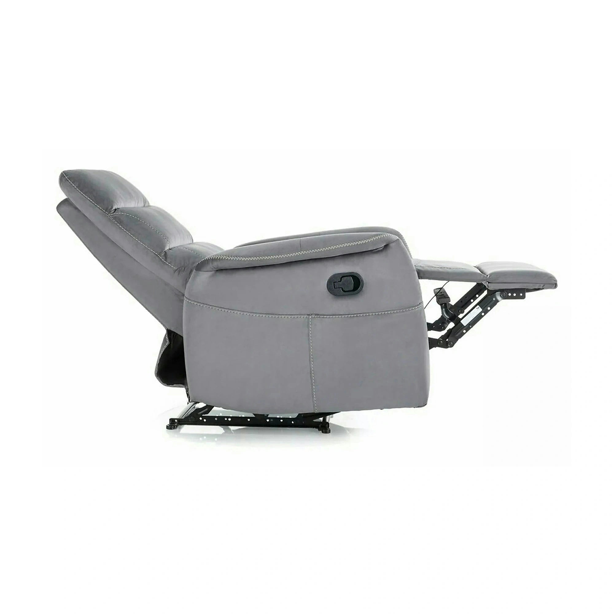 Fotoliu recliner SOLON M, stofa catifelata gri - Bluvel 14, 74x86/162x106 cm