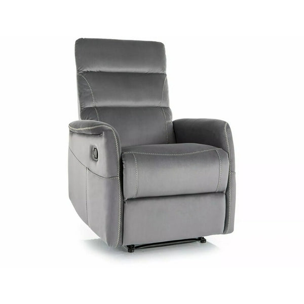 Fotoliu recliner SOLON M, stofa catifelata gri - Bluvel 14, 74x86/162x106 cm