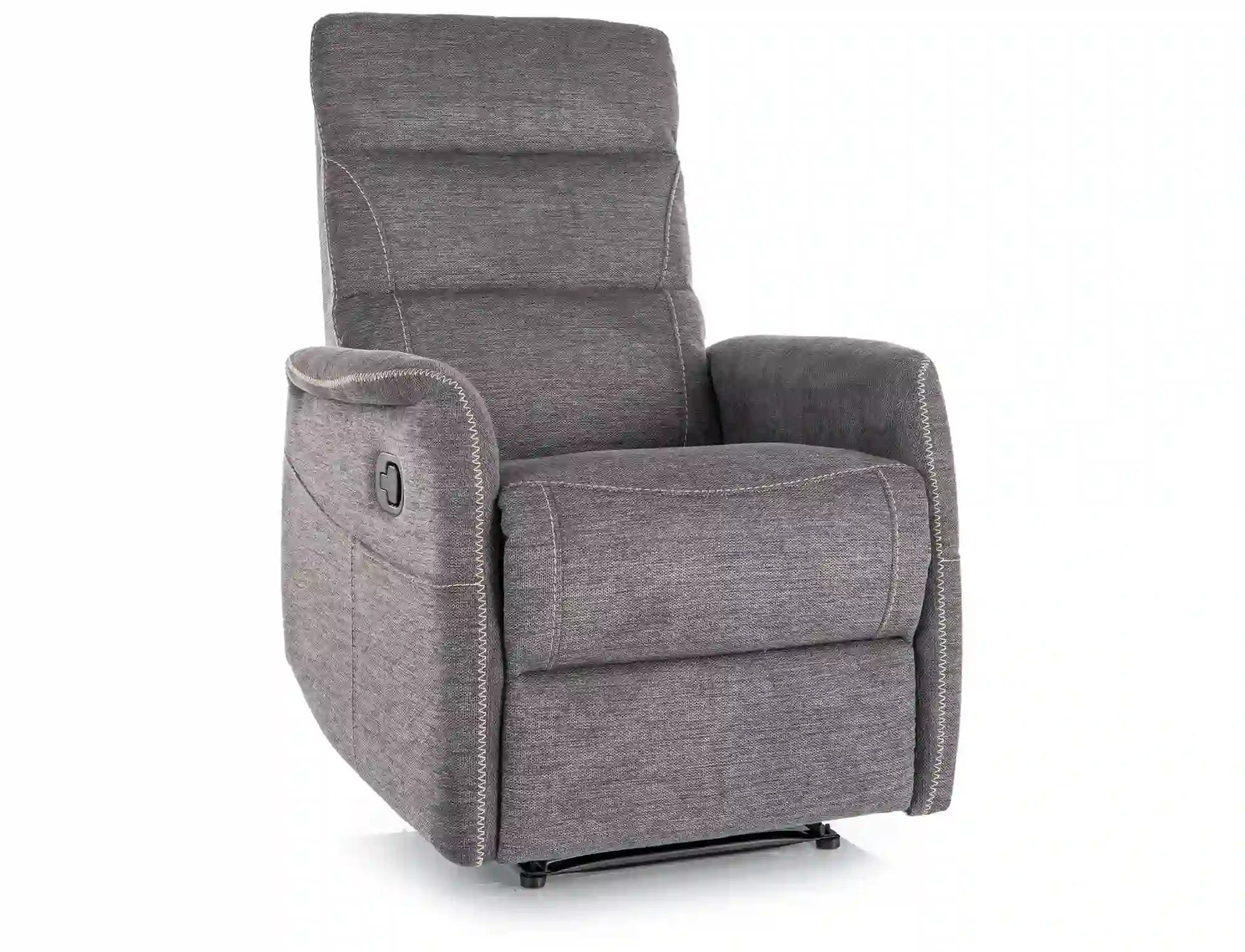 Fotoliu recliner SOLON M, stofa clasica gri inchis - Brego 18, 74x86/162x106 cm