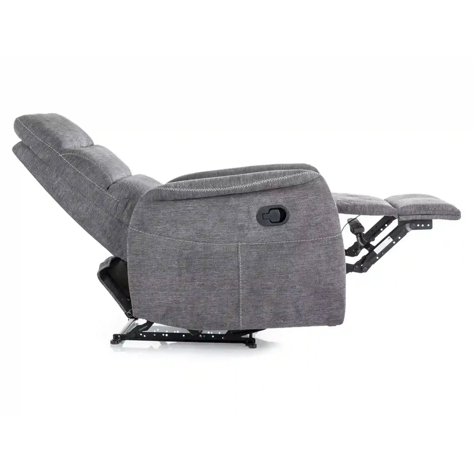 Fotoliu recliner SOLON M, stofa clasica gri inchis - Brego 18, 74x86/162x106 cm