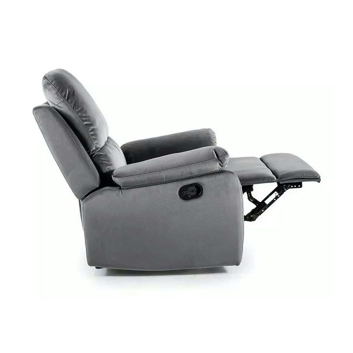 Fotoliu recliner SPENCER 1, gri/negru, stofa catifelata/metal, 80x94/164x101 cm