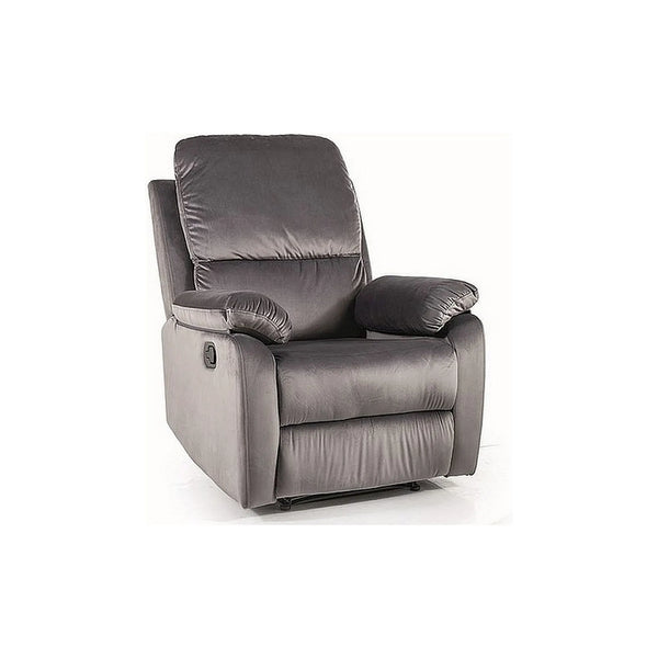 Fotoliu recliner SPENCER 1, gri/negru, stofa catifelata/metal, 80x94/164x101 cm