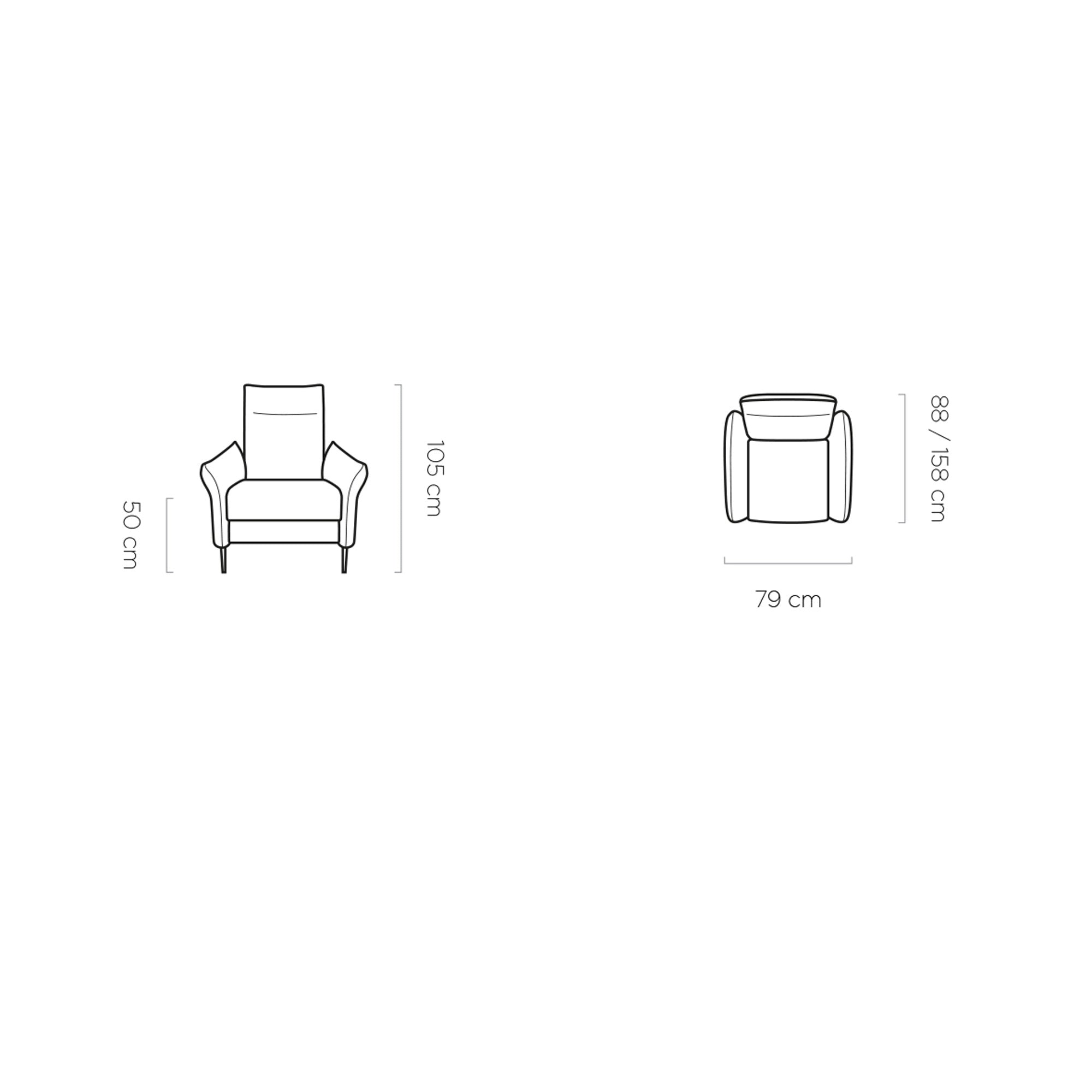 Fotoliu recliner XAVI, personalizabil materiale gama Premium, 79x88/158x105 cm