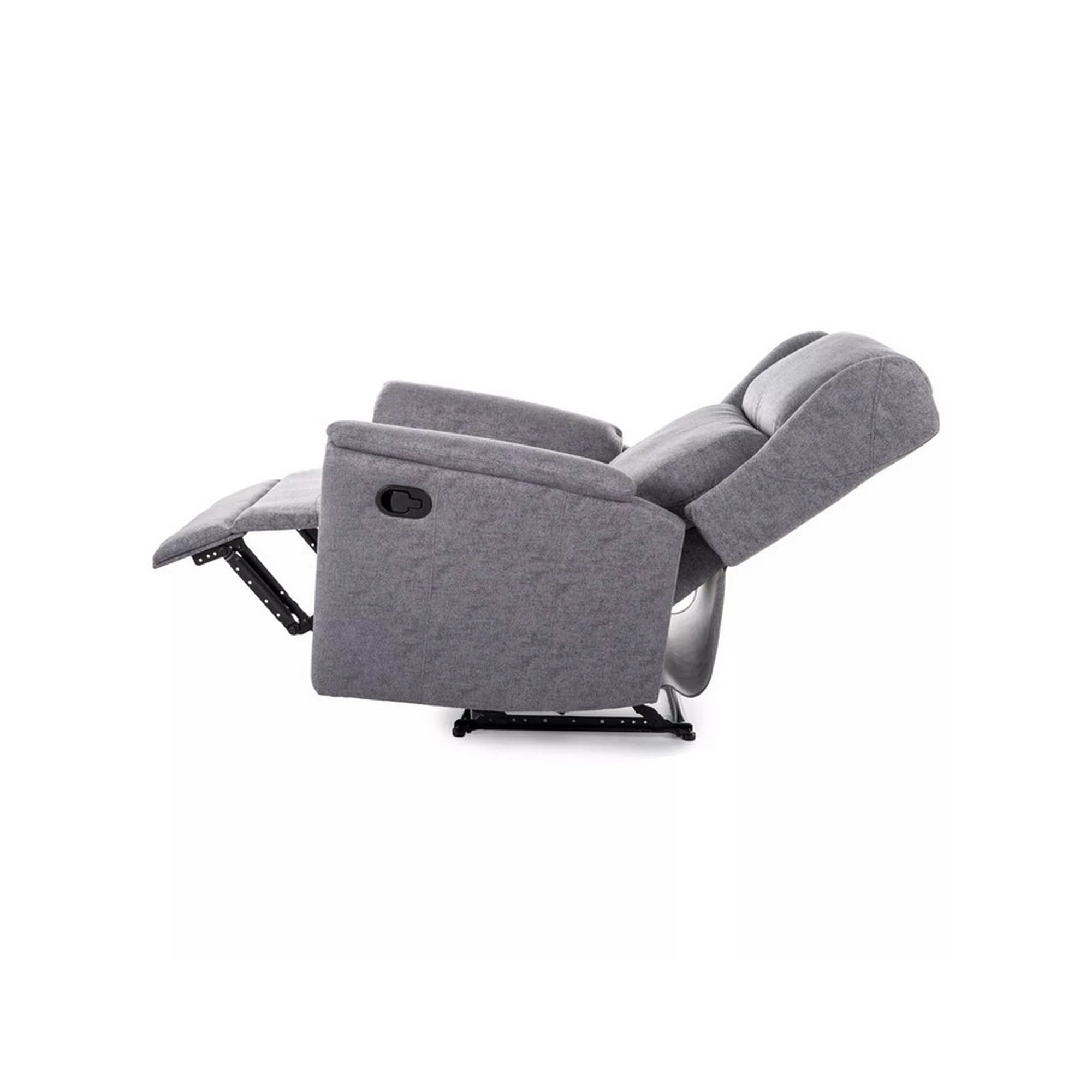 Fotoliu recliner ZEUS, gri/negru, stofa/metal, 74x93/165x108 cm