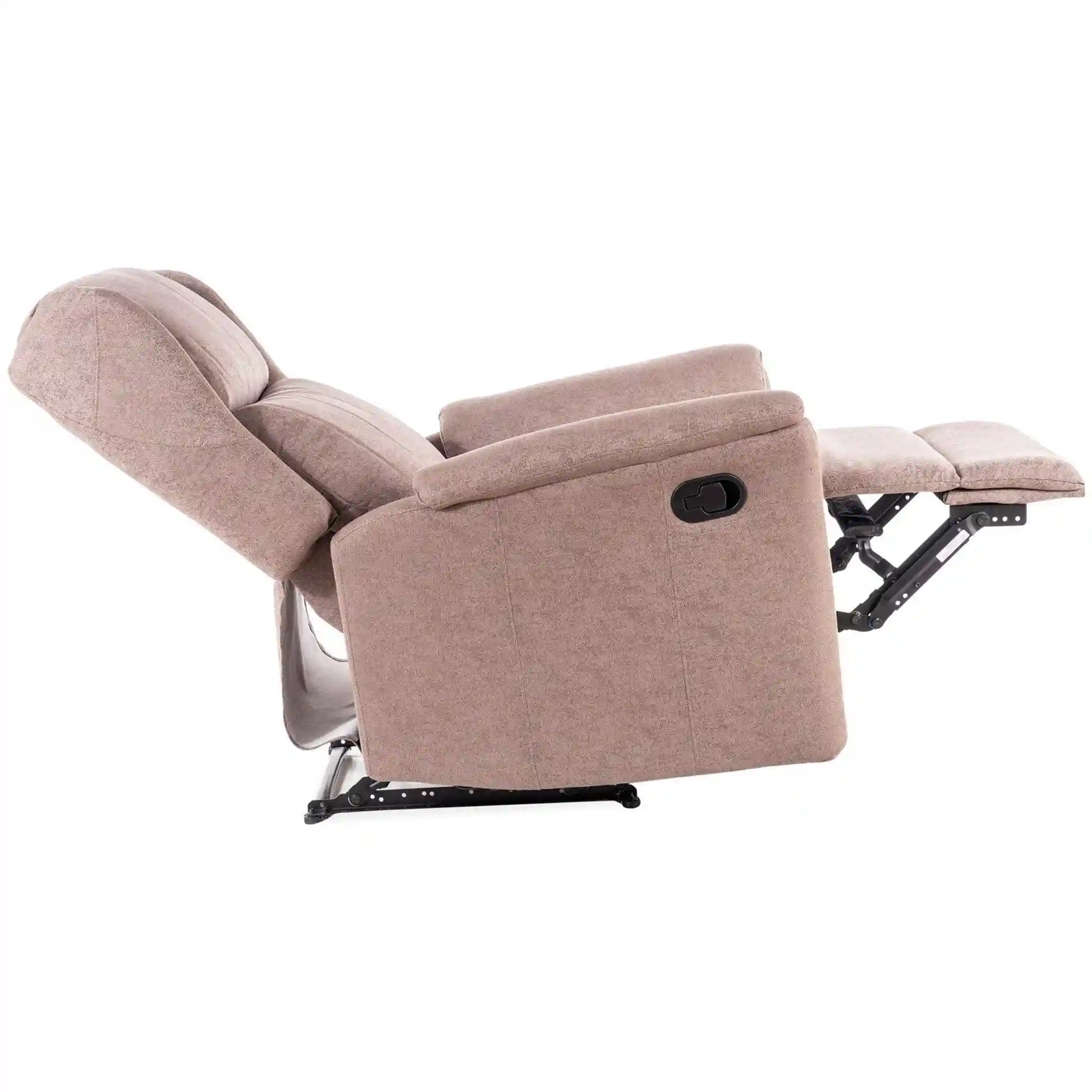 Fotoliu recliner ZEUS, maro/negru, stofa/metal, 74x93/165x108 cm