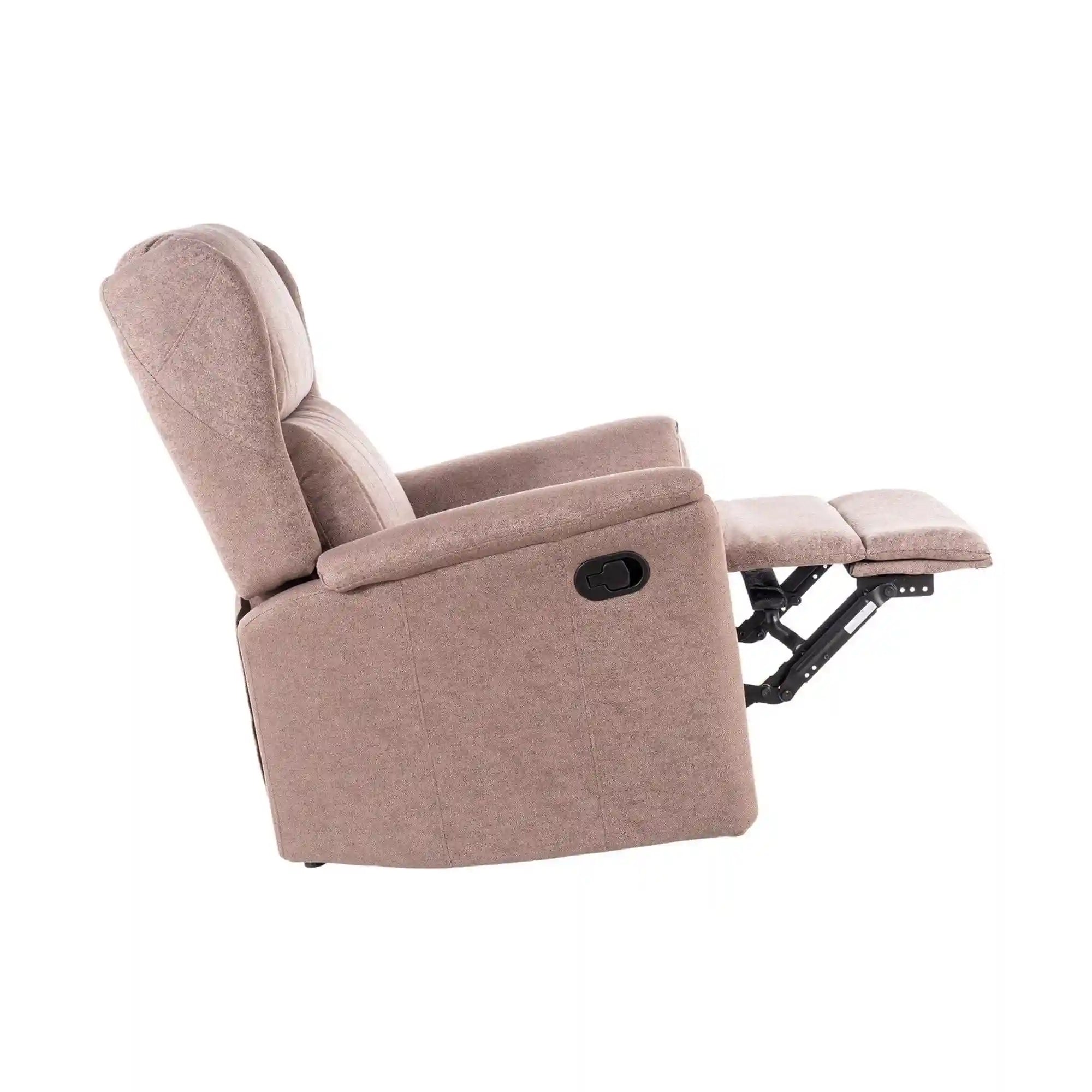 Fotoliu recliner ZEUS, maro/negru, stofa/metal, 74x93/165x108 cm
