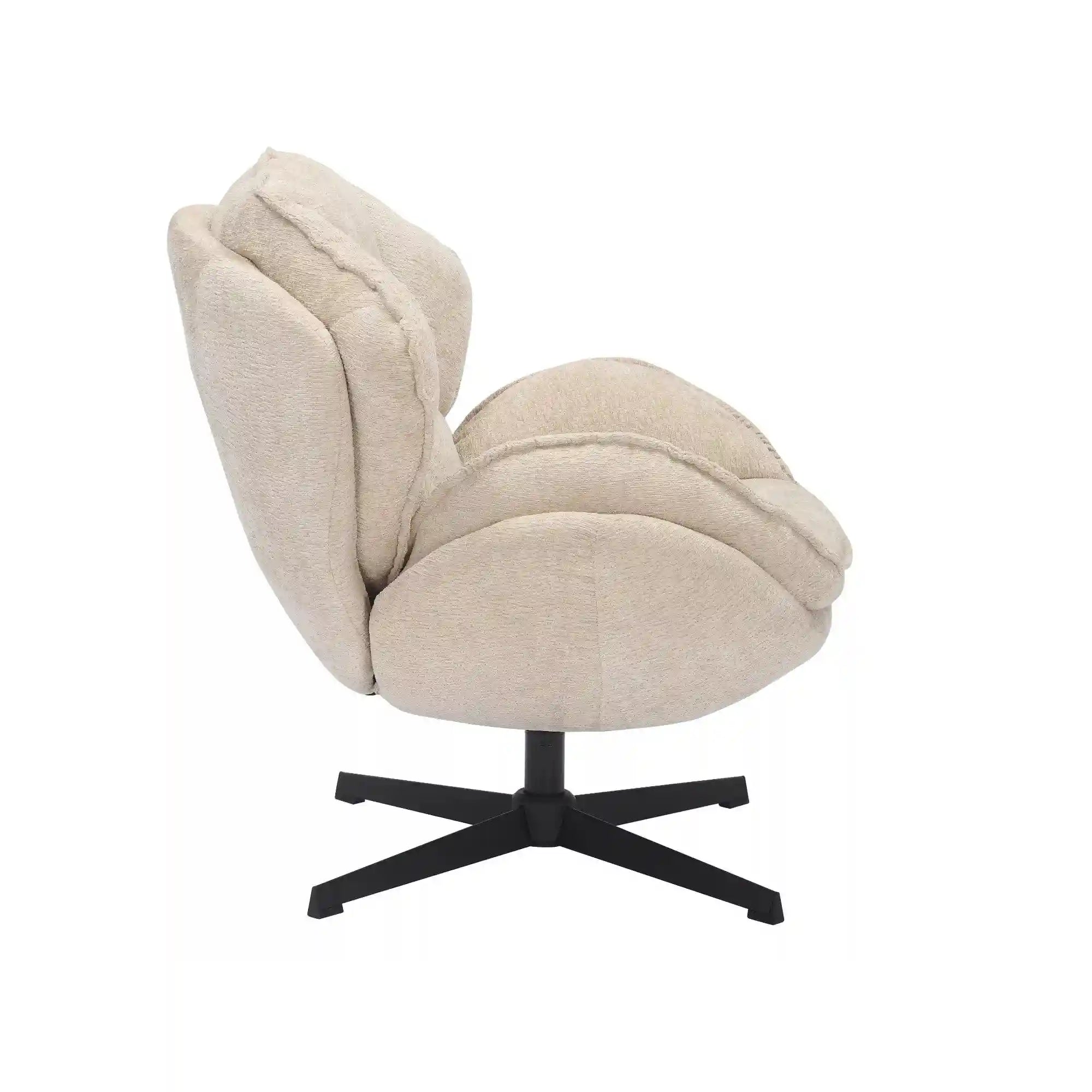 Fotoliu rotativ BETTY, bej/negru, stofa clasica/metal, 73x87x83 cm