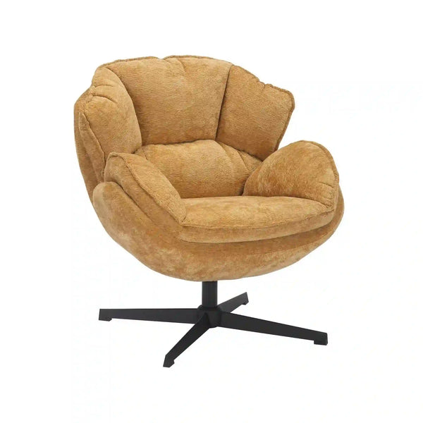 Fotoliu rotativ BETTY, galben/negru, stofa clasica/metal, 73x87x83 cm