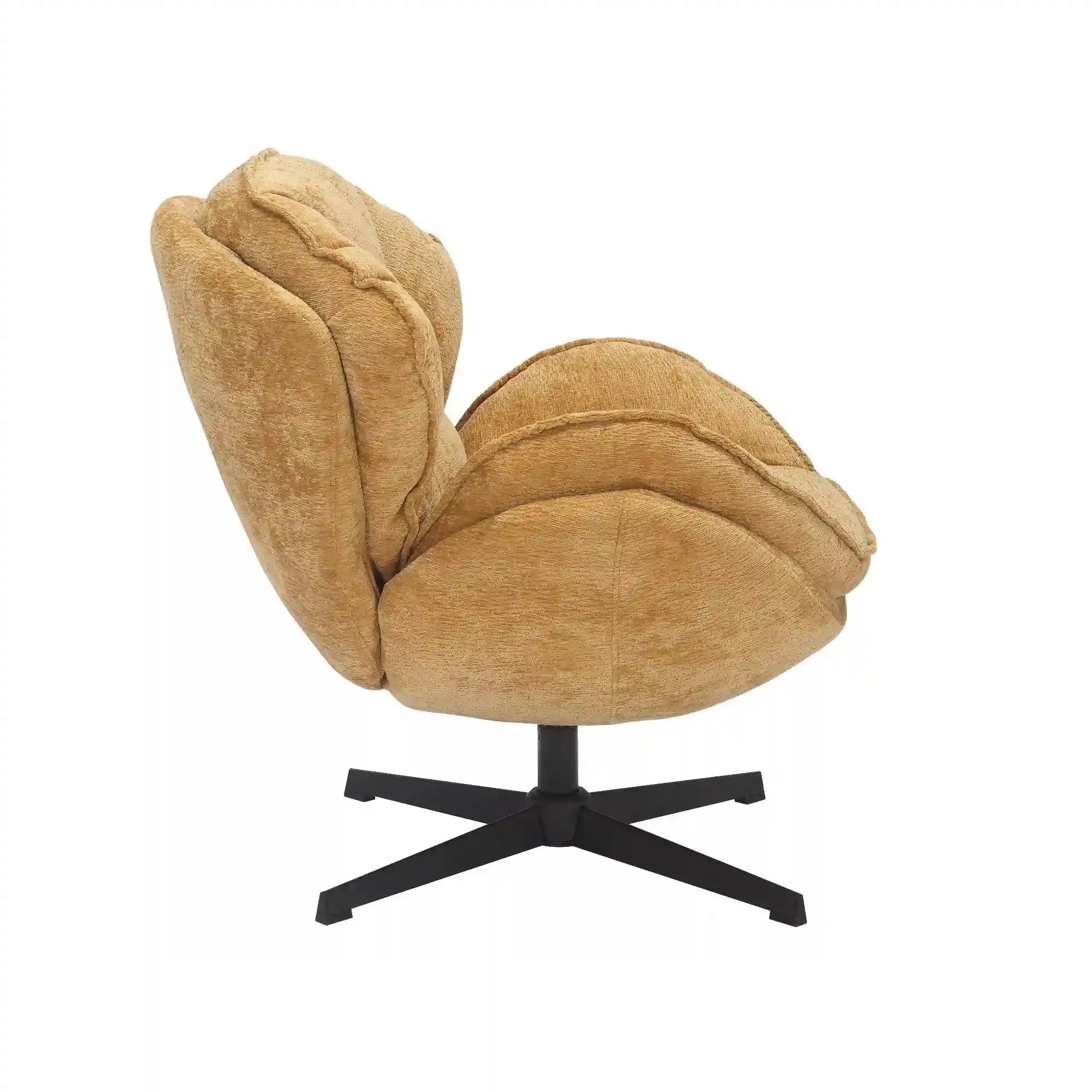 Fotoliu rotativ BETTY, galben/negru, stofa clasica/metal, 73x87x83 cm