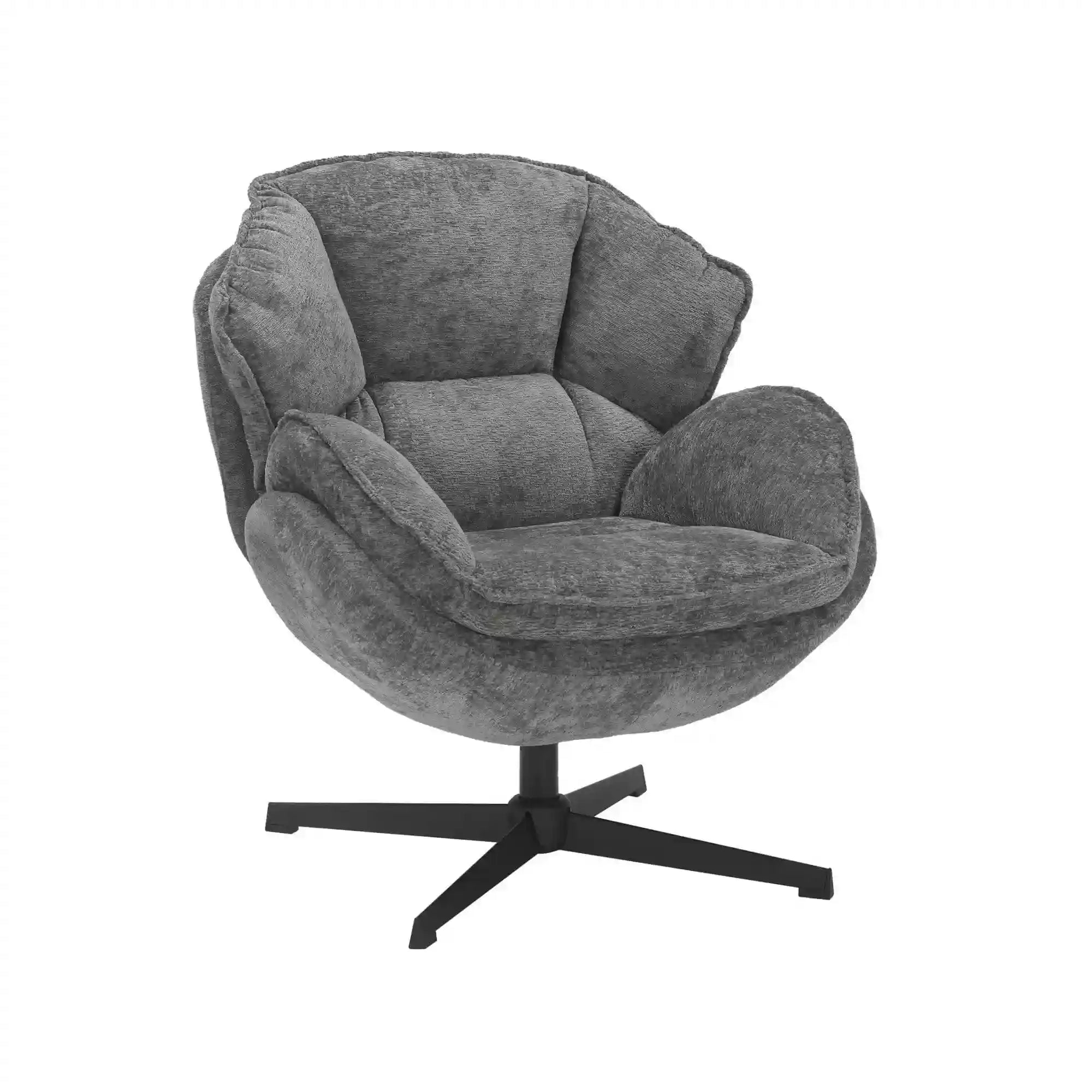 Fotoliu rotativ BETTY, gri/negru, stofa clasica/metal, 73x87x83 cm