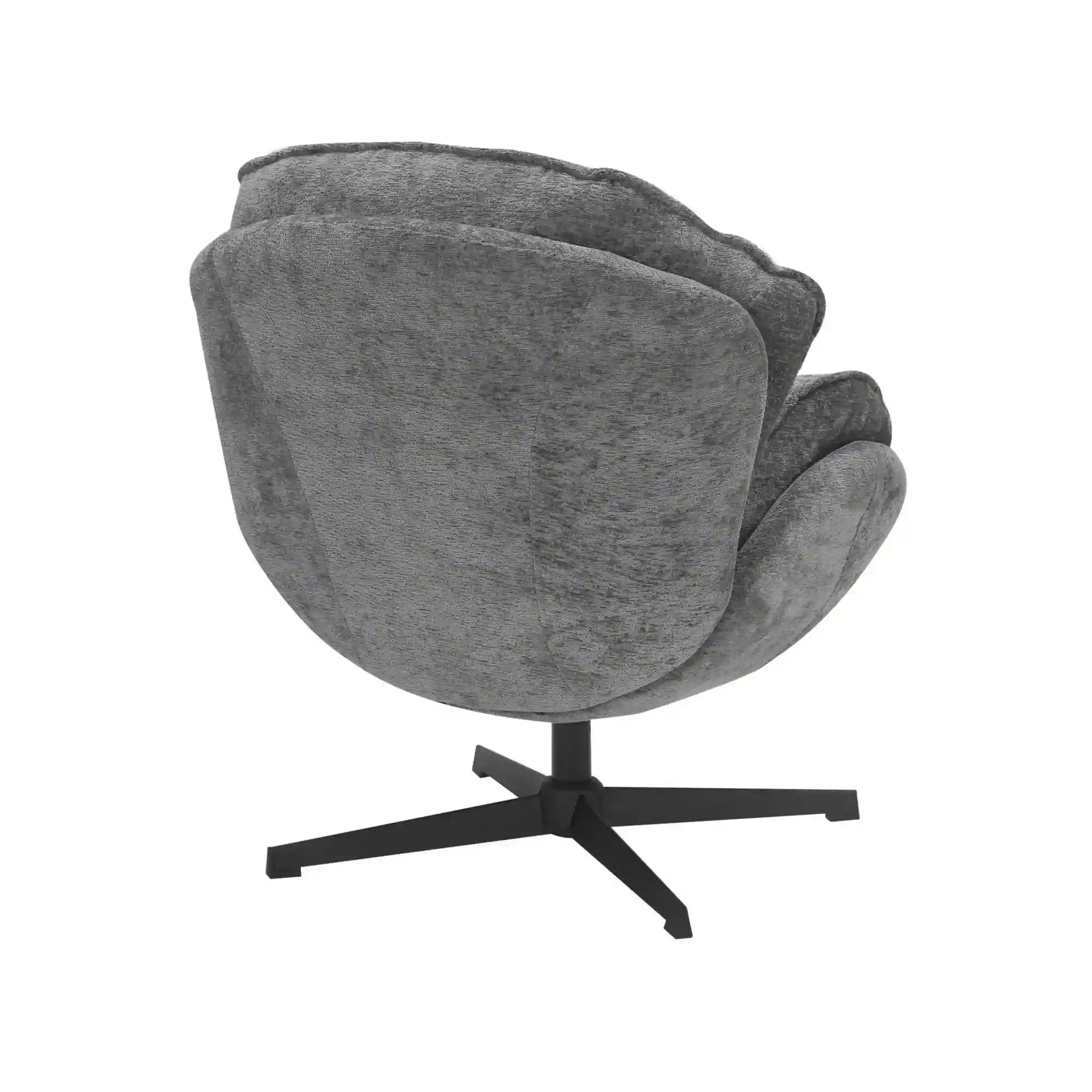 Fotoliu rotativ BETTY, gri/negru, stofa clasica/metal, 73x87x83 cm