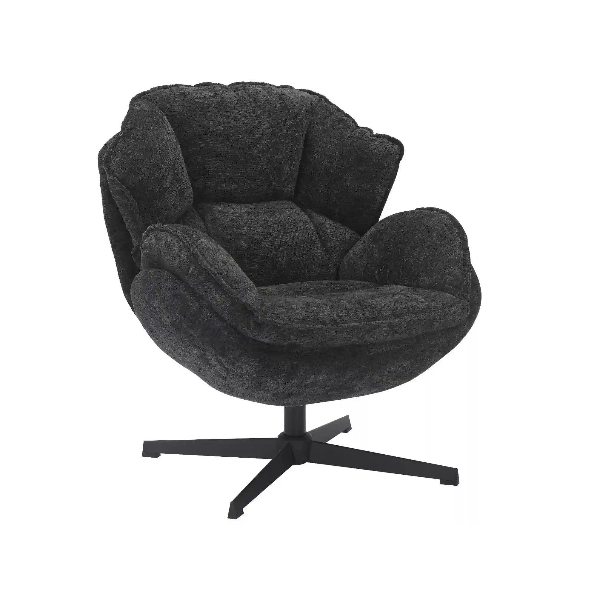 Fotoliu rotativ BETTY, negru, stofa clasica/metal, 73x87x83 cm