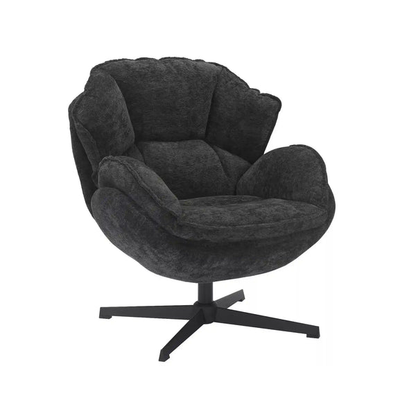 Fotoliu rotativ BETTY, negru, stofa clasica/metal, 73x87x83 cm