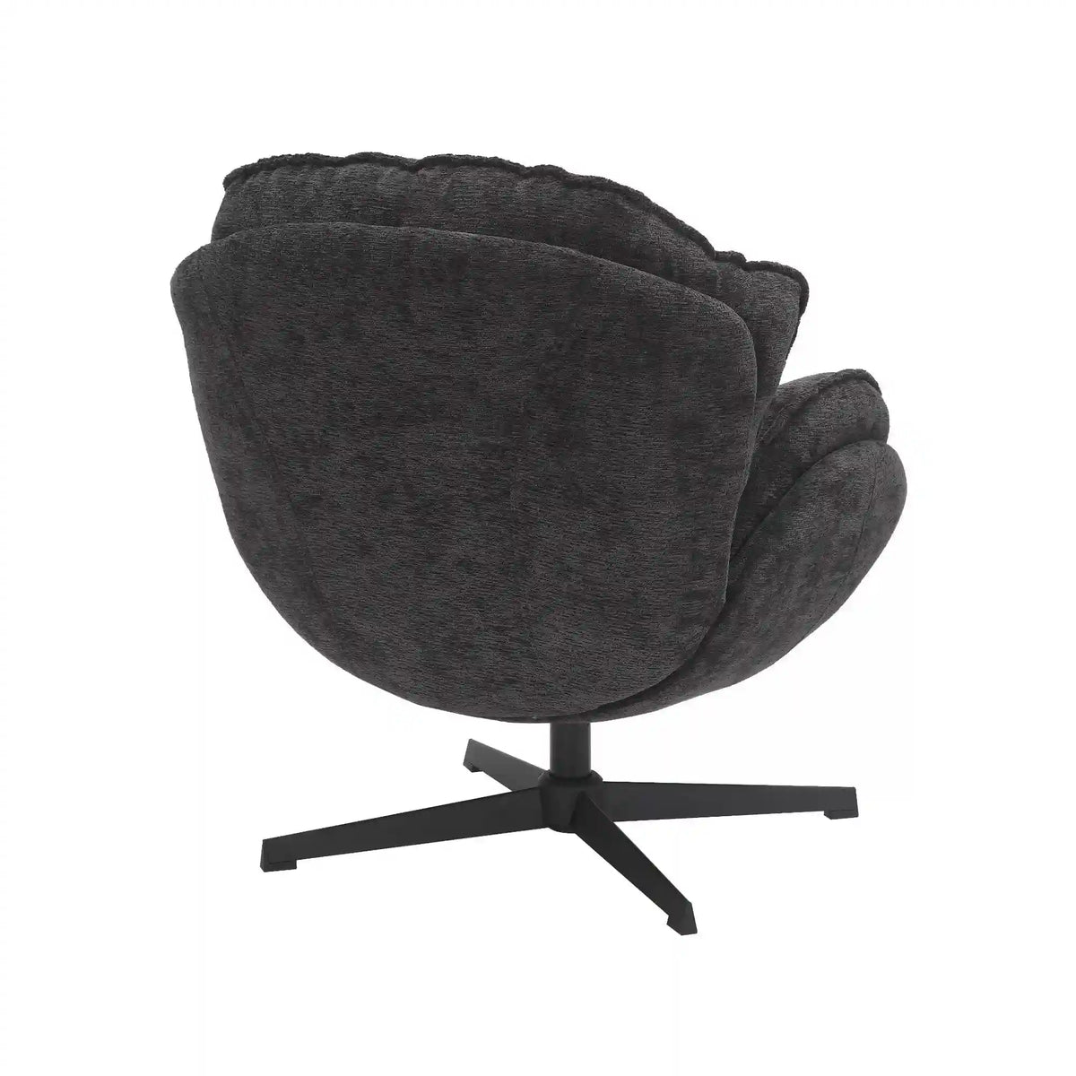 Fotoliu pufos rotativ BETTY, negru, stofa clasica/metal, 73x87x83 cm