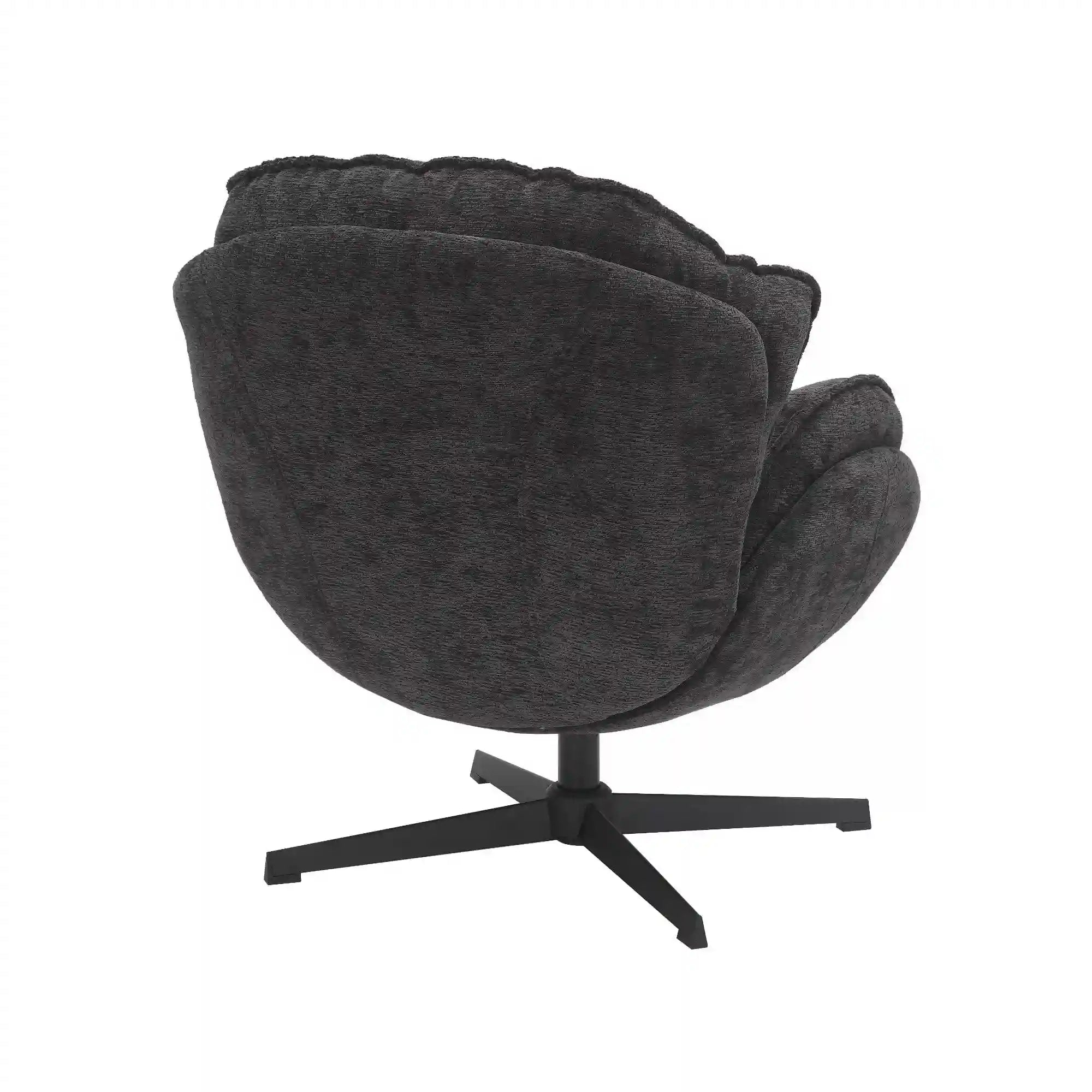 Fotoliu rotativ BETTY, negru, stofa clasica/metal, 73x87x83 cm