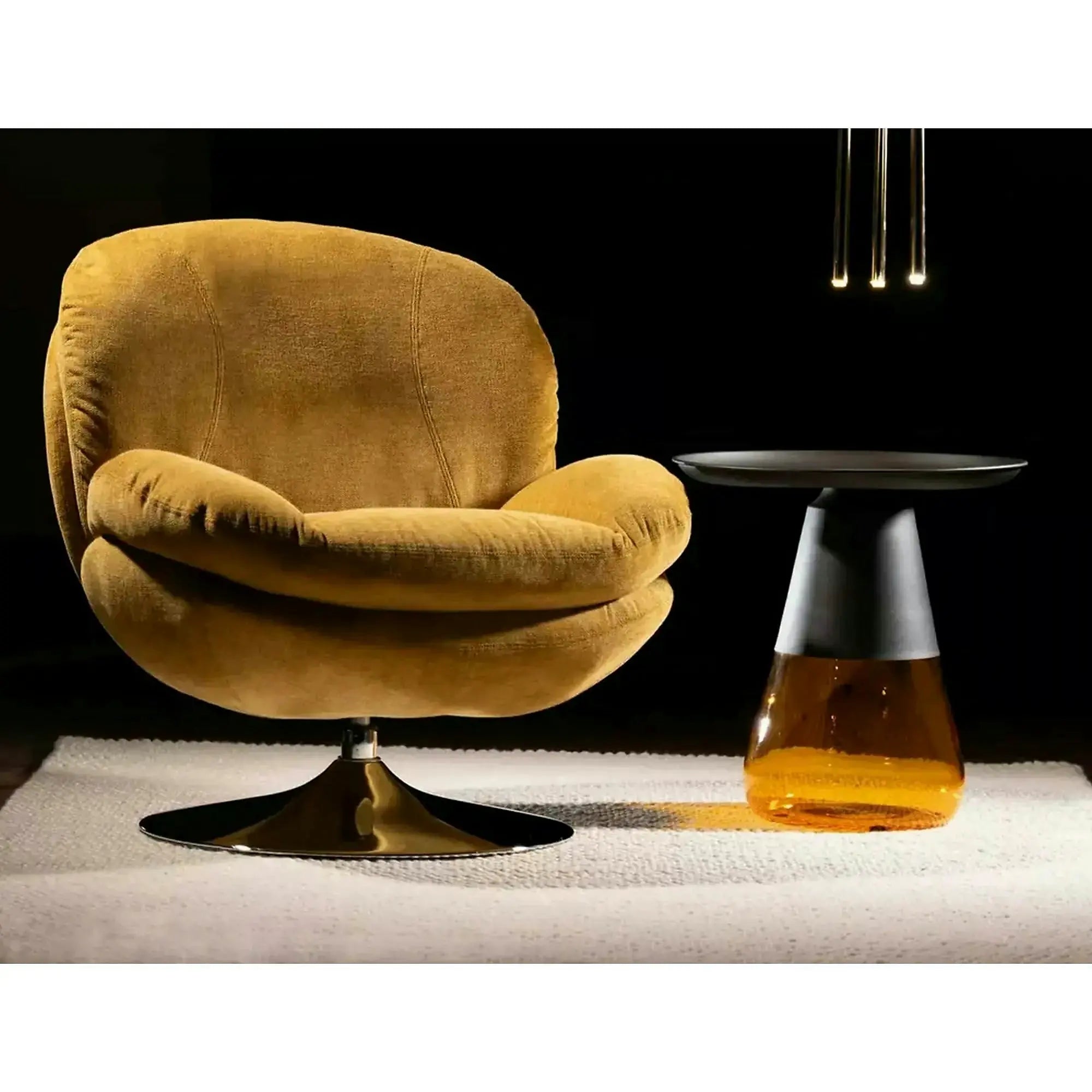 Fotoliu rotativ BRIGITTE, stofa clasica galben - Brego 68, 77x87x83 cm