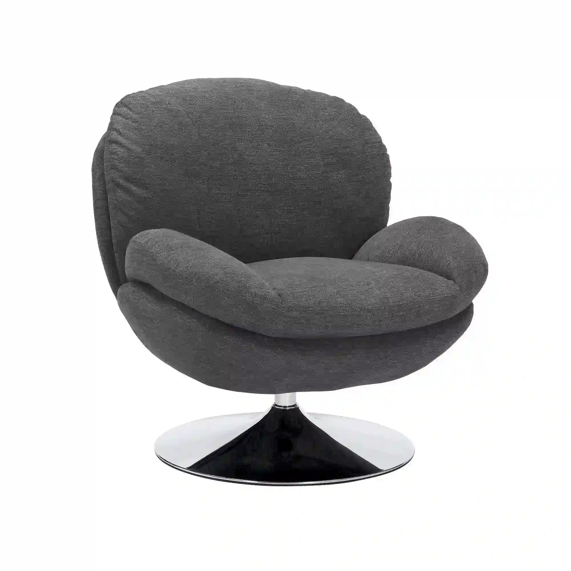 Fotoliu rotativ BRIGITTE, stofa clasica gri inchis - Brego 18, 77x87x83 cm