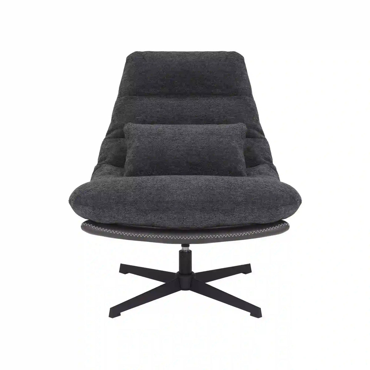 Fotoliu rotativ FELICIA, stofa clasica gri inchis - Raven 18/piele ecologica, 79x87x91 cm