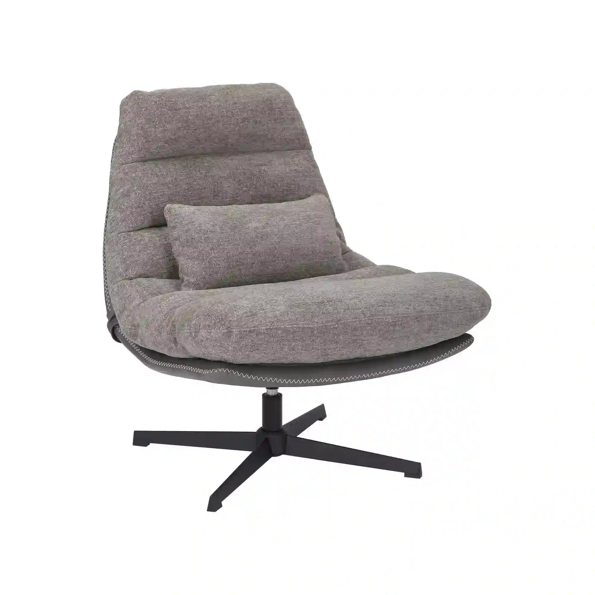 Fotoliu rotativ FELICIA, stofa clasica gri - Raven 07/piele ecologica, 79x87x91 cm