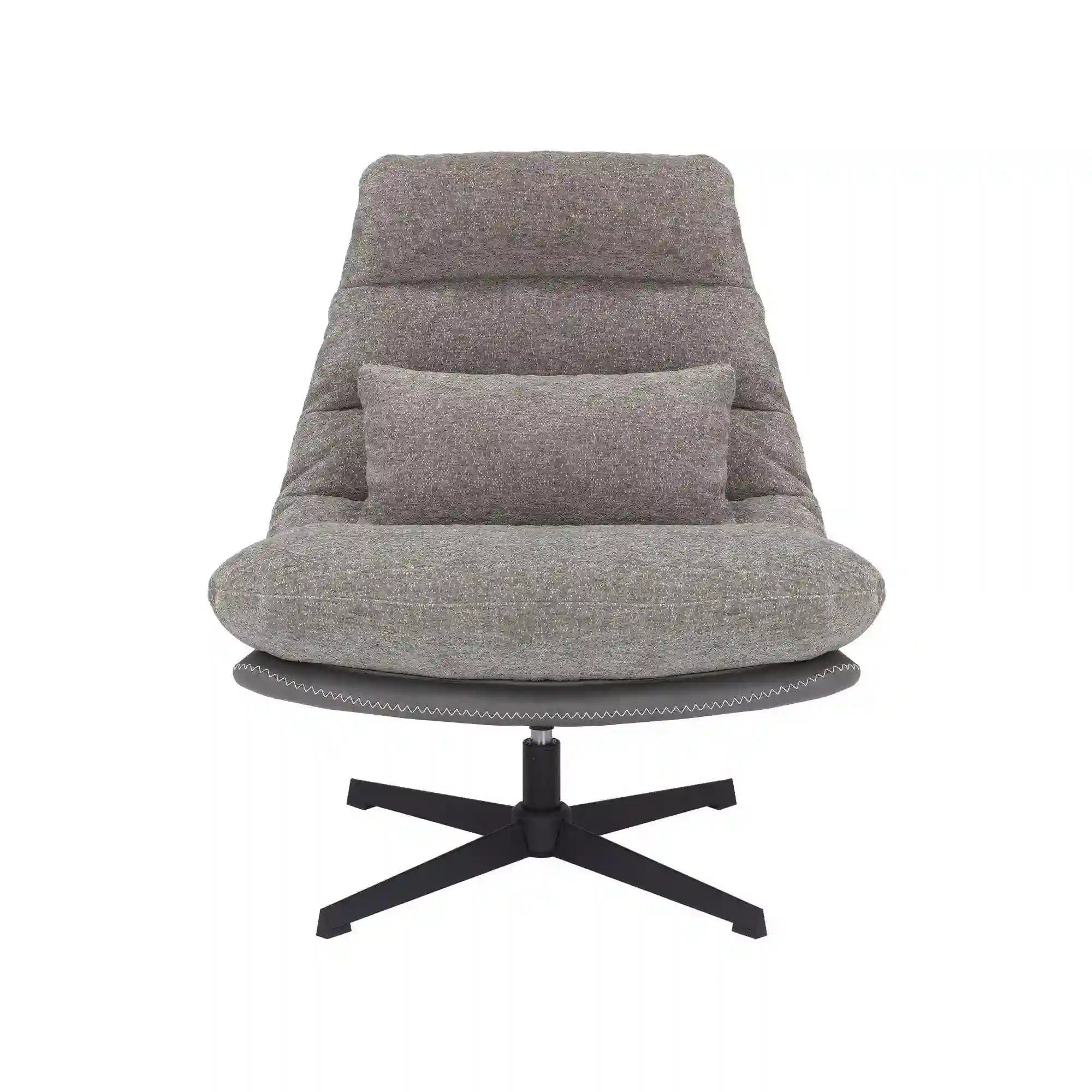 Fotoliu rotativ FELICIA, stofa clasica gri - Raven 07/piele ecologica, 79x87x91 cm