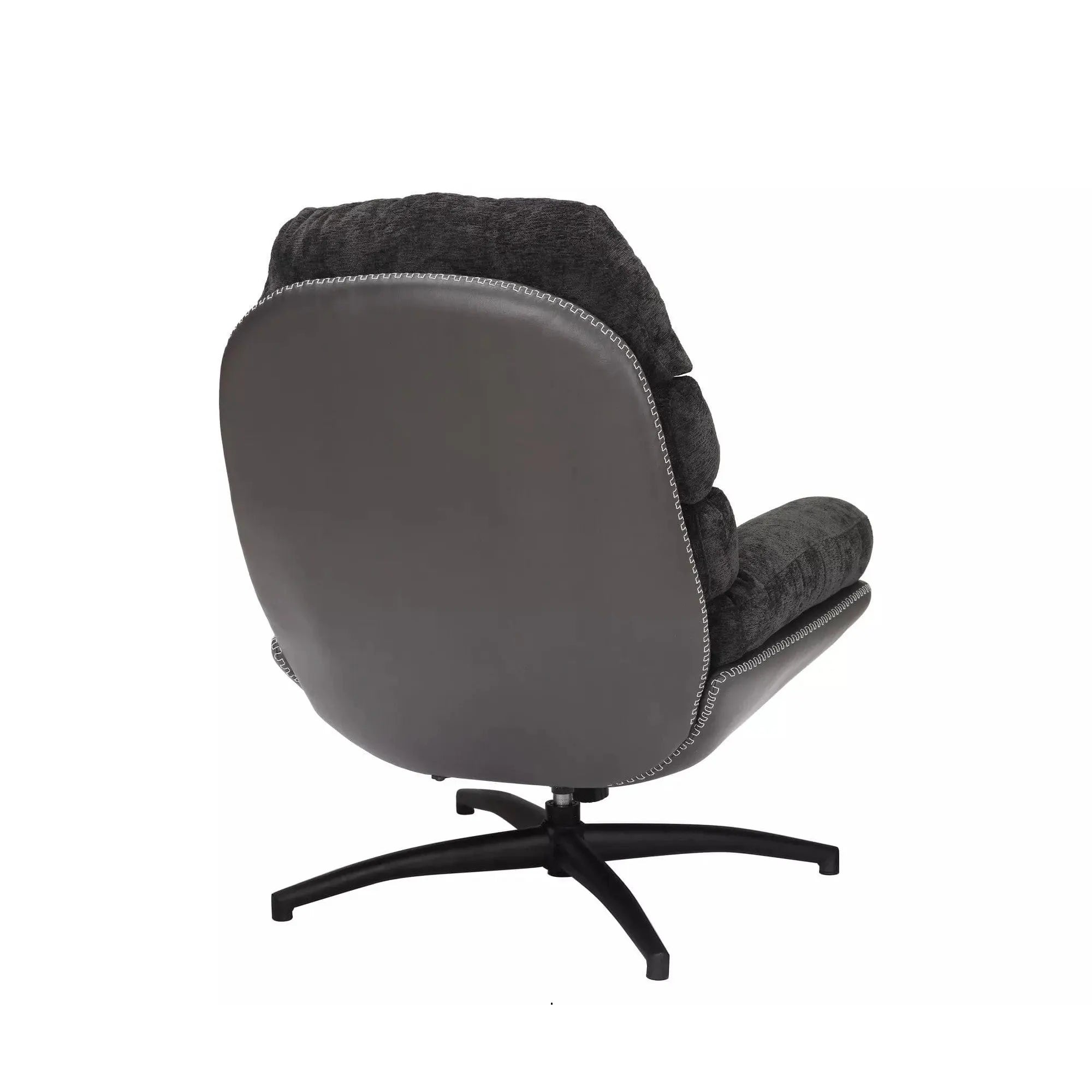 Fotoliu rotativ GISELLE, negru, stofa/piele ecologica/metal, 77x90x101 cm