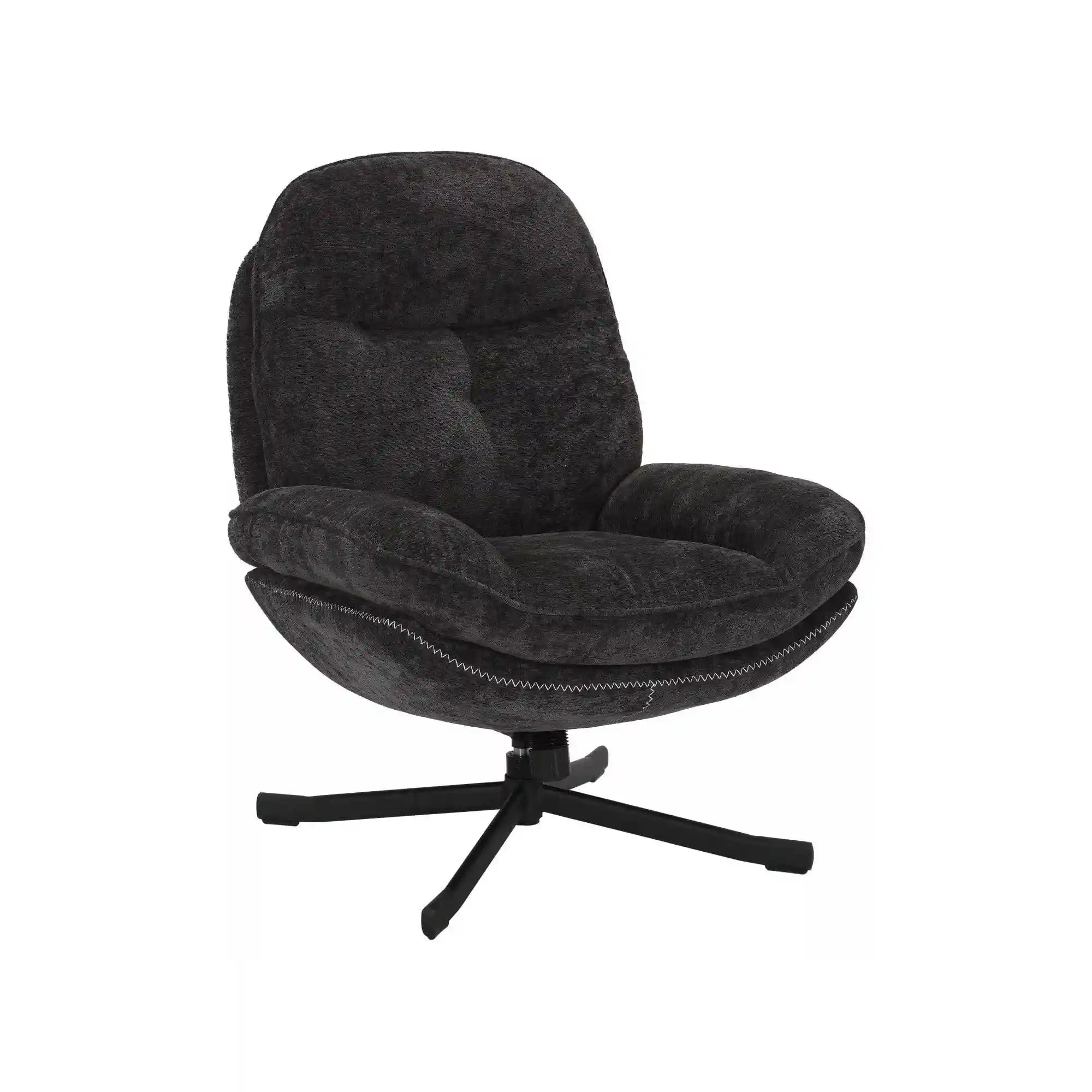 Fotoliu rotativ HARPER, stofa negru - Tap 242, 77x83x101 cm