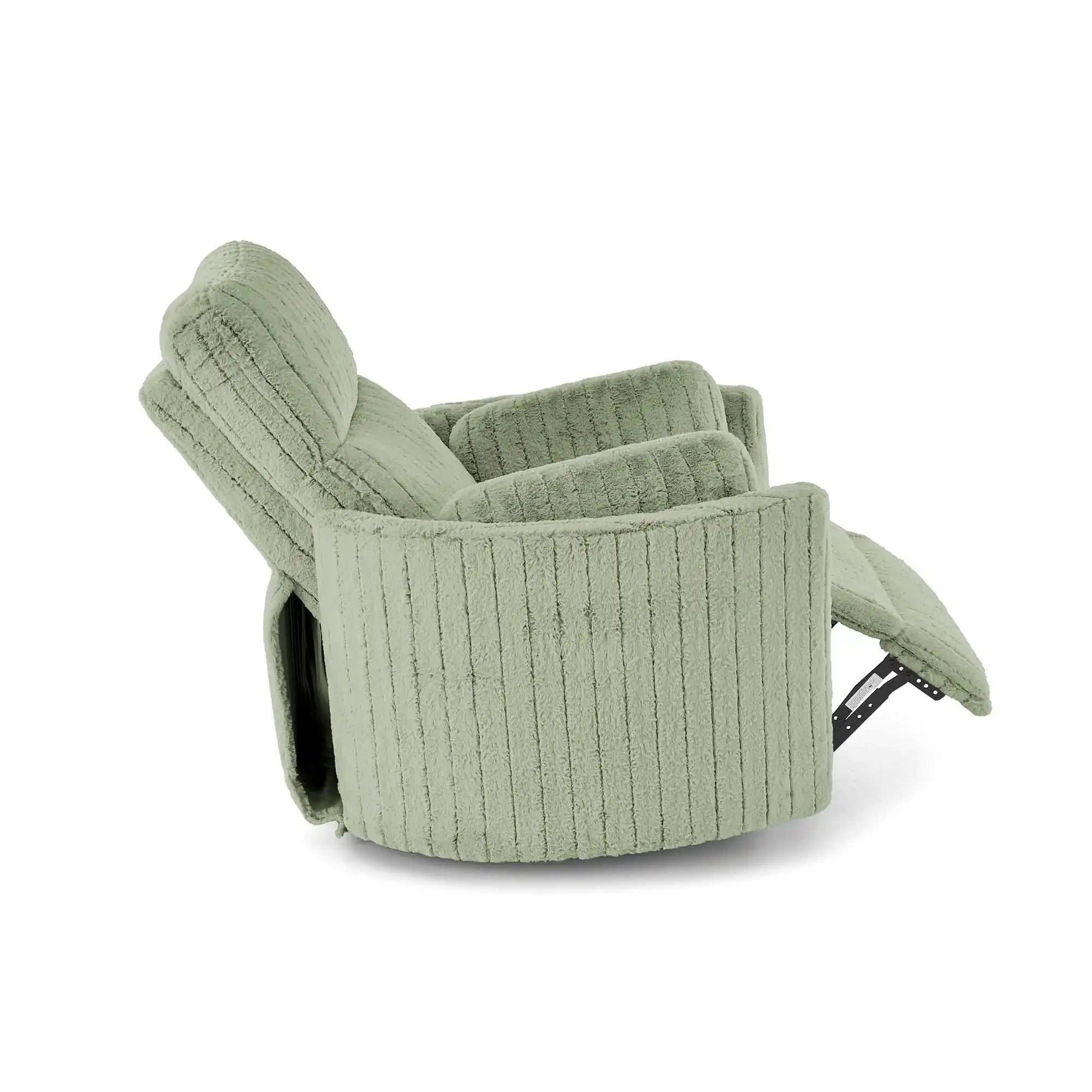 Fotoliu rotativ PEGAS, verde menta, stofa/metal, 110x100/170x108/81 cm