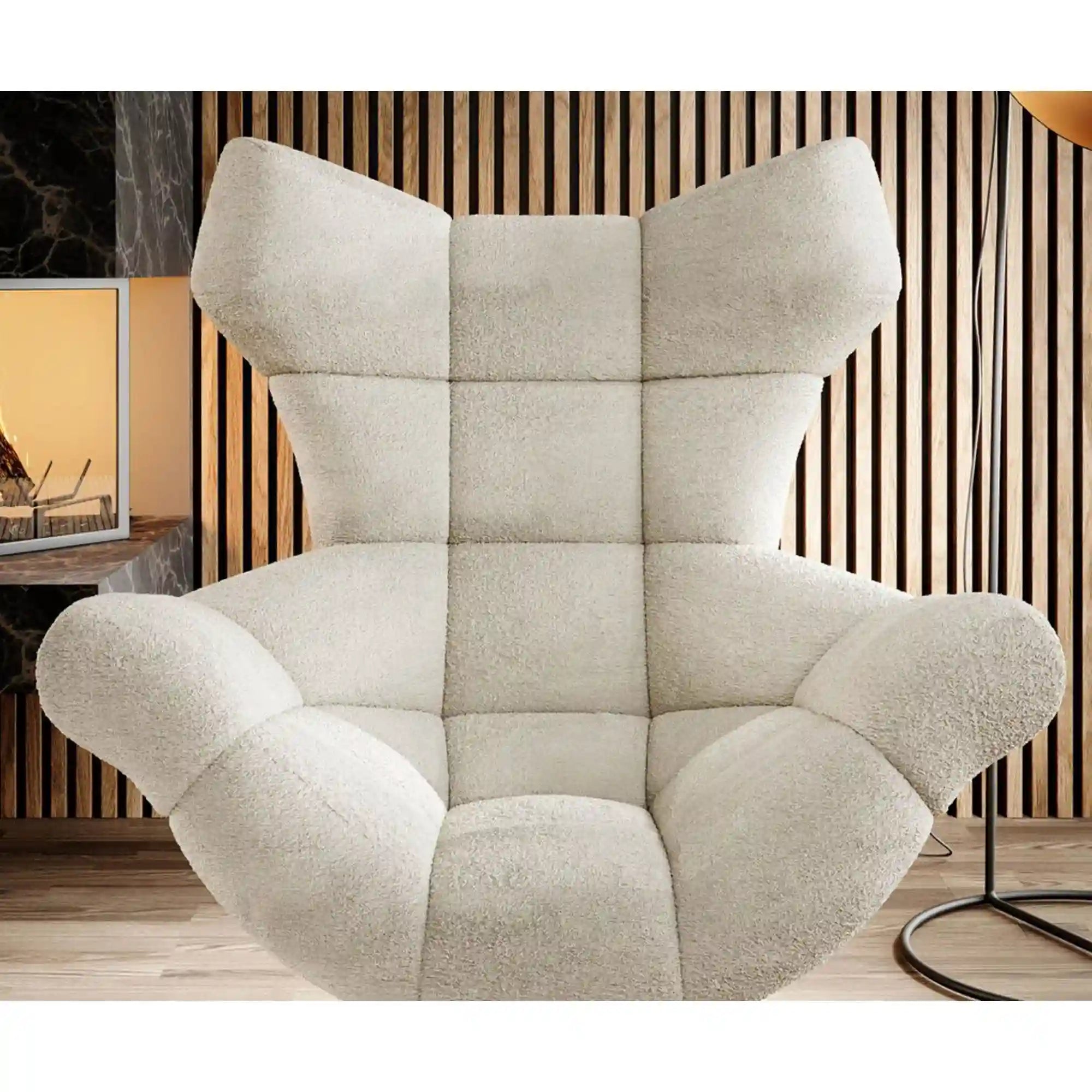 Fotoliu rotativ SENSI, stofa catifelata bej - RIVIERA 16, Gama Premium, 103x84x119 cm