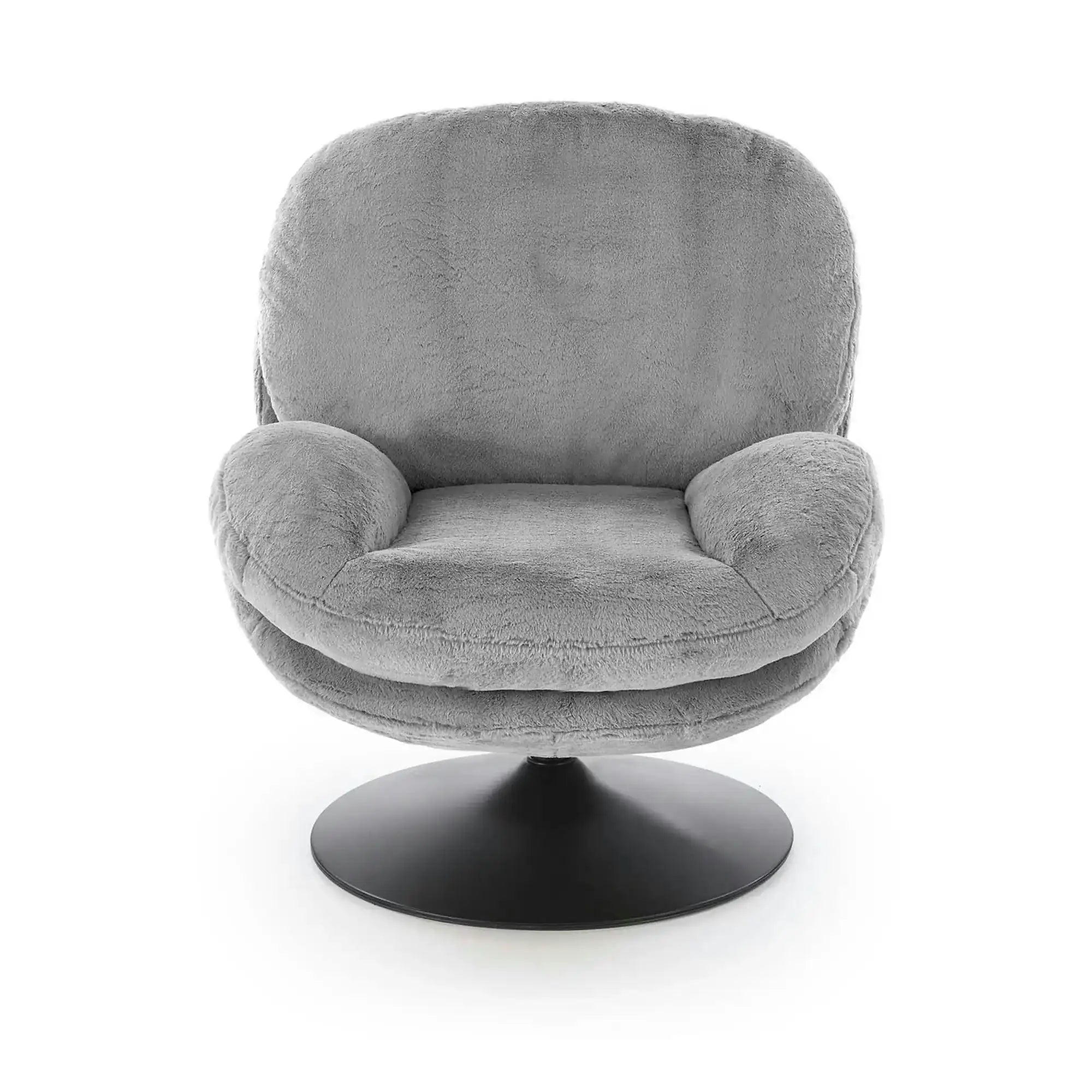 Fotoliu SHELL, blana artificiala gri - Lapit 06, 80x87x86 cm