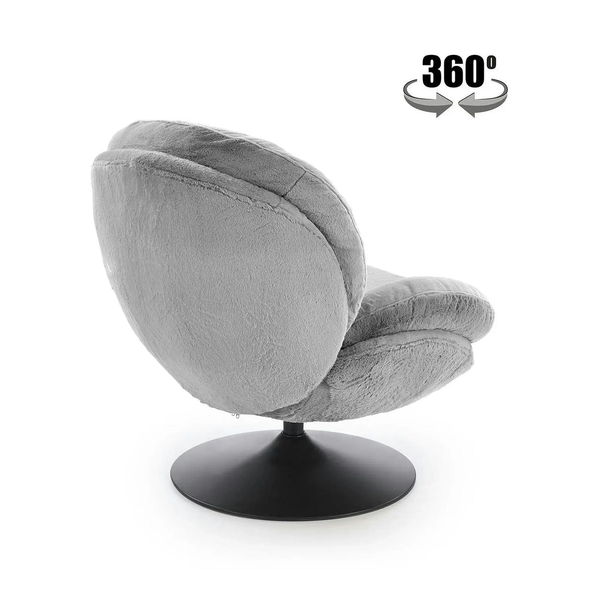 Fotoliu SHELL, blana artificiala gri - Lapit 06, 80x87x86 cm