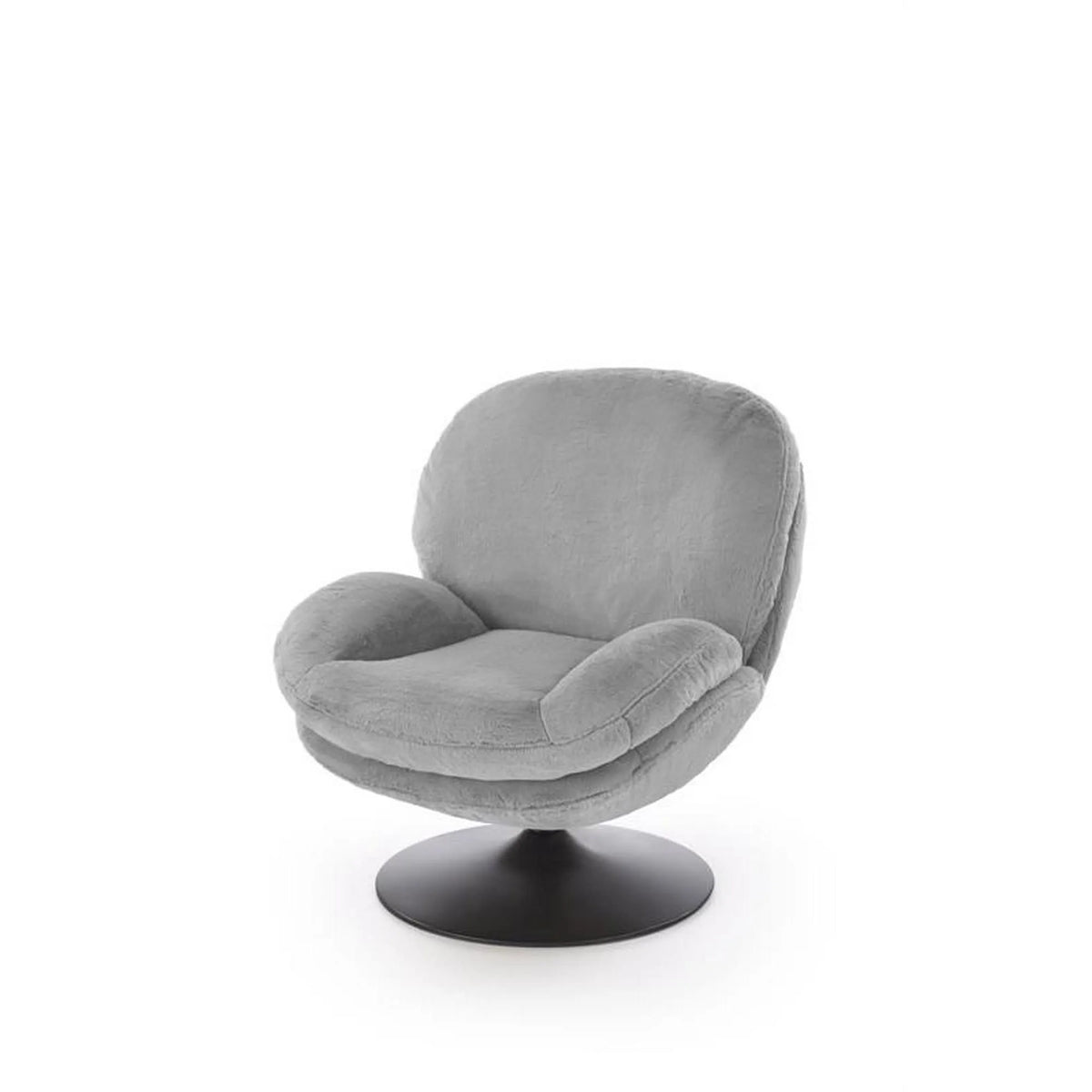 Fotoliu SHELL, blana artificiala gri - Lapit 06, 80x87x86 cm