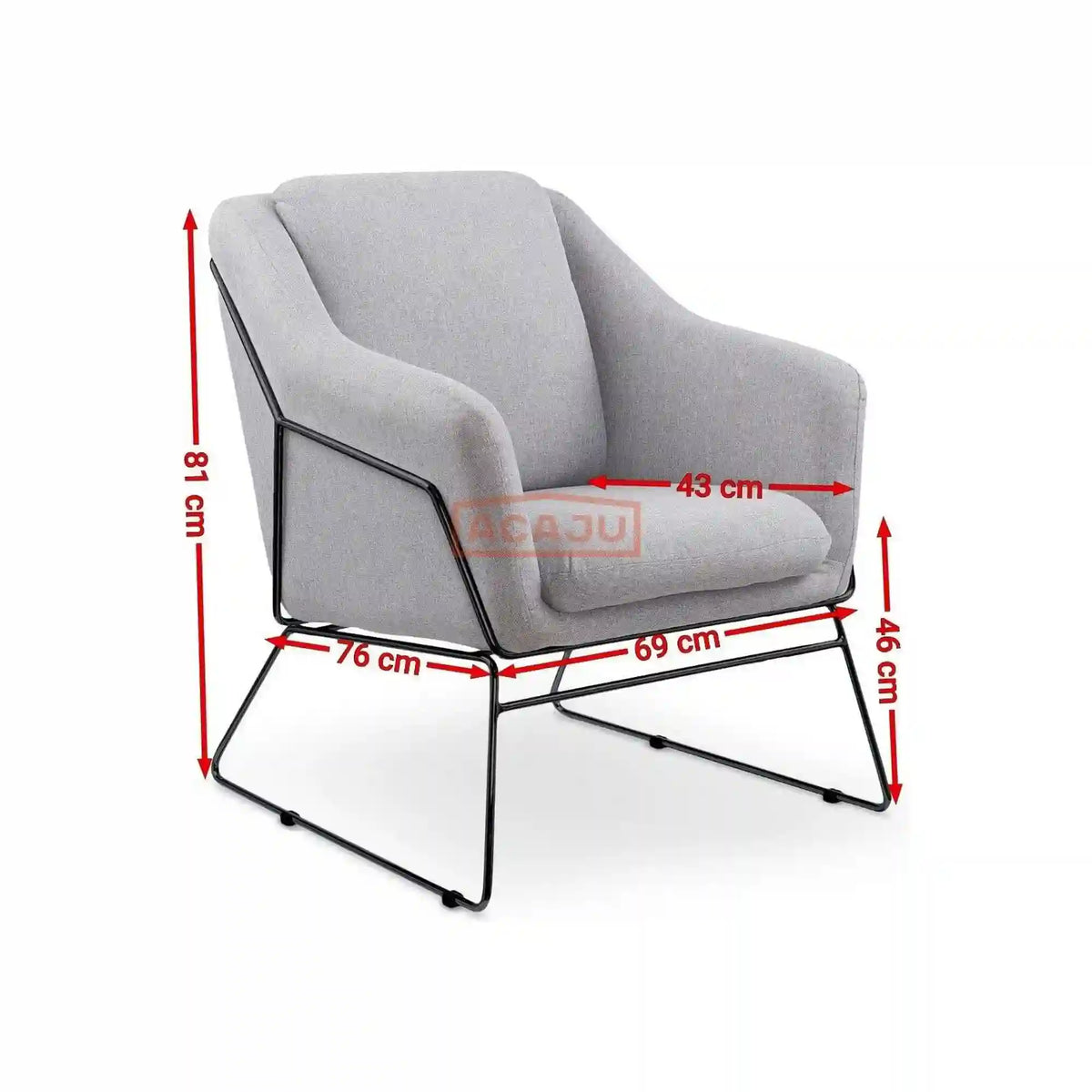 Fotoliu SOFT 2, gri deschis/negru, stofa/otel, 69x76x81 cm