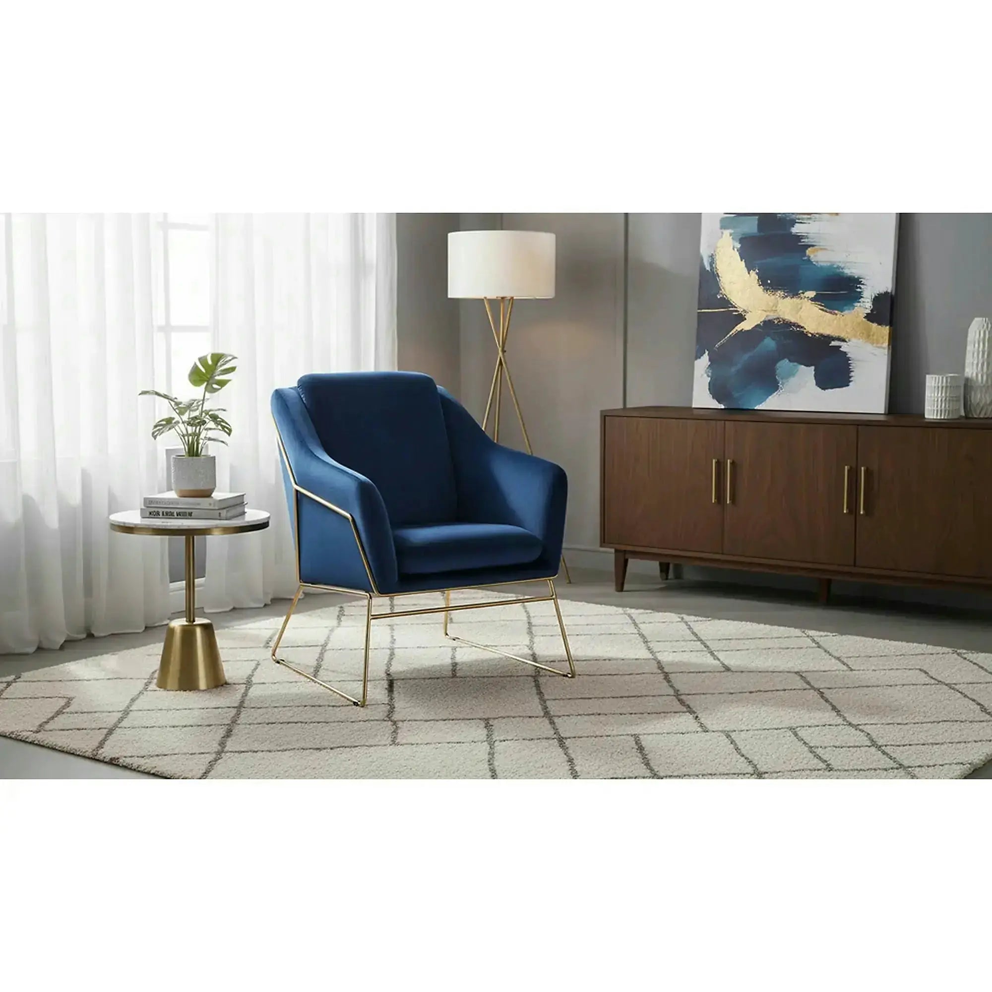 Fotoliu SOFT 3, stofa catifelata albastru - Bluvel 86, 69x76x81 cm