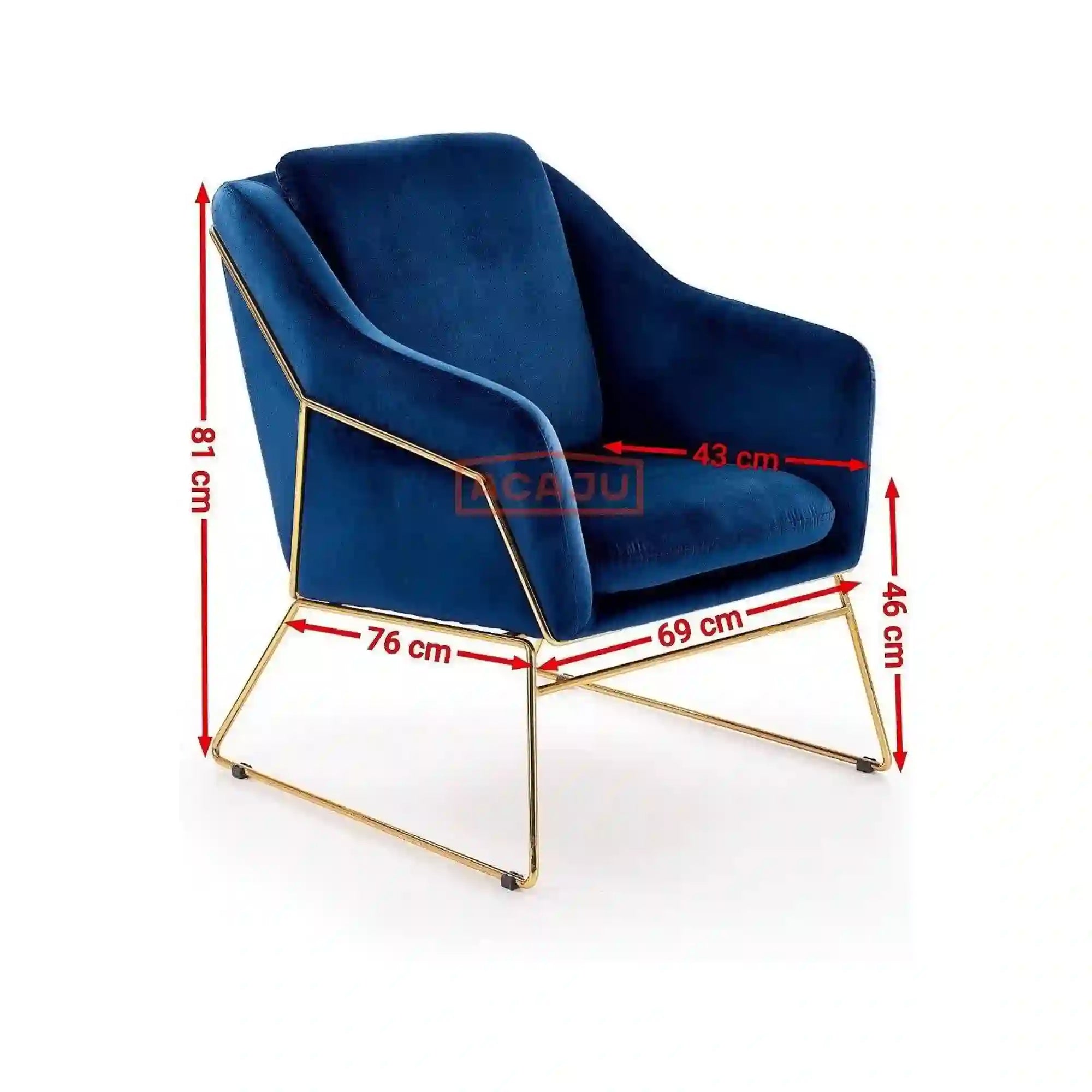 Fotoliu SOFT 3, stofa catifelata albastru - Bluvel 86, 69x76x81 cm