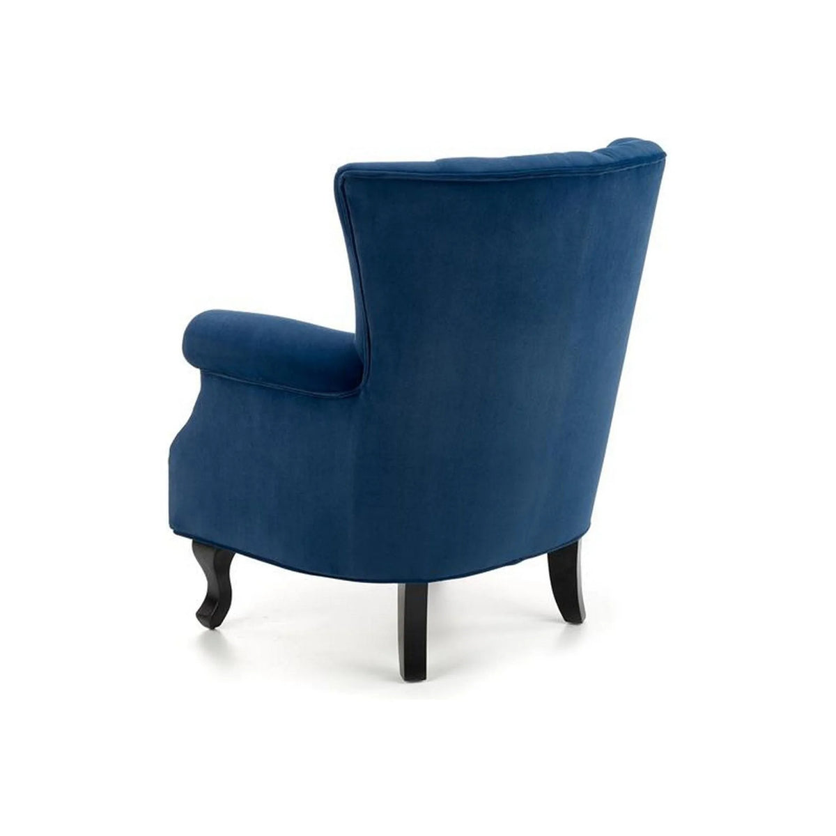 Fotoliu TITAN, albastru/negru, stofa catifelata/lemn, 73x70x87 cm