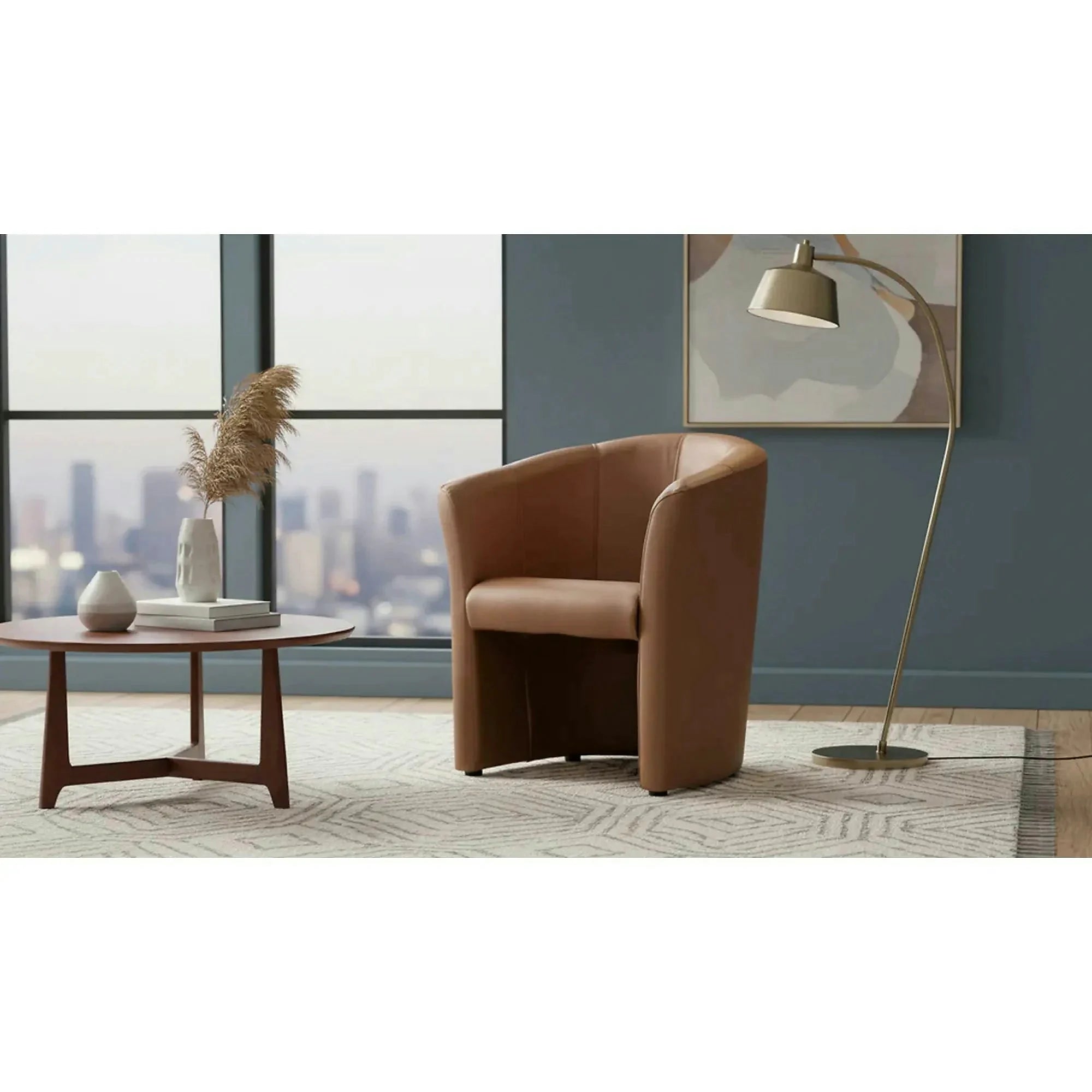 Fotoliu TM-1, bej, piele ecologica/plastic, 67x60x76 cm