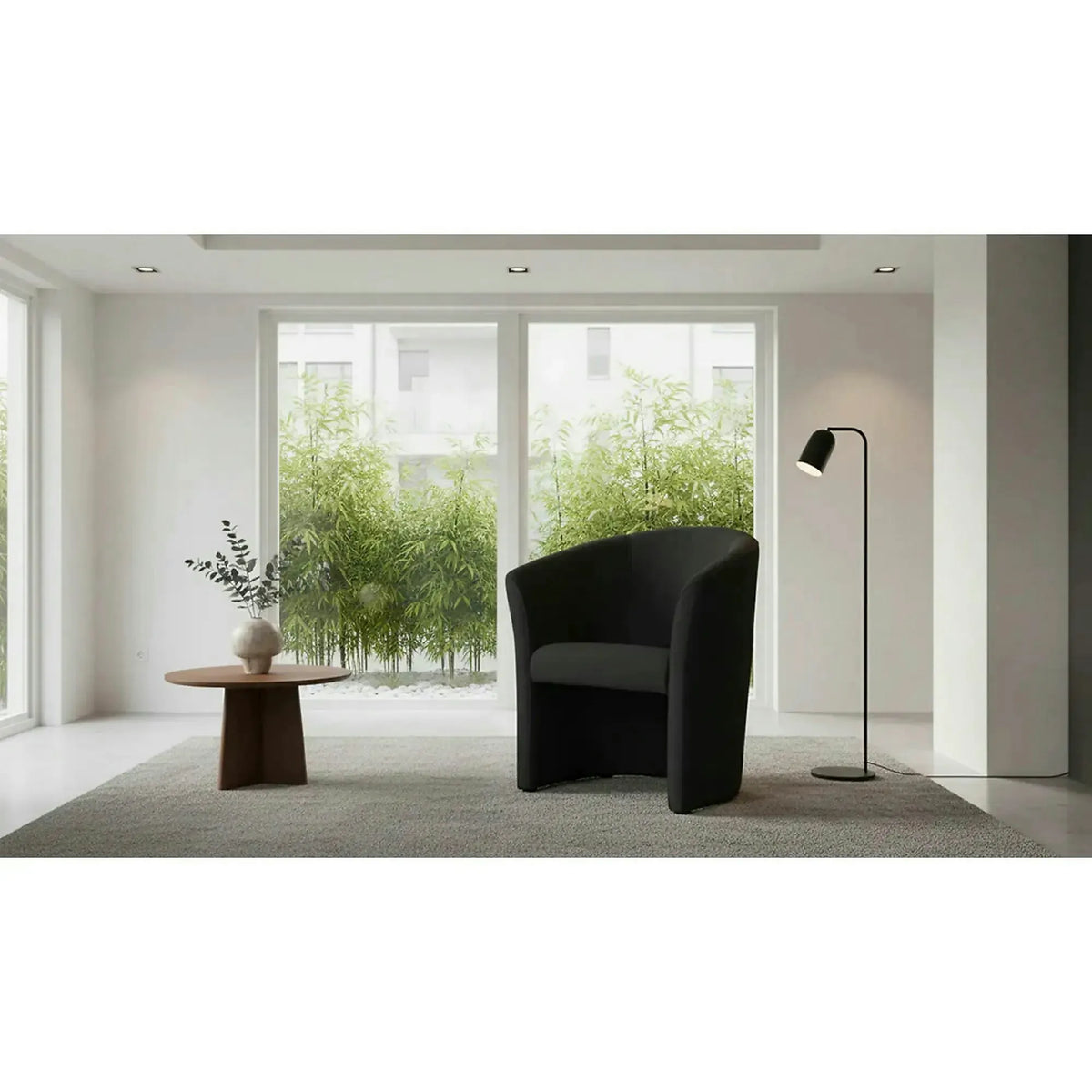 Fotoliu TM-1, negru, piele ecologica/plastic, 67x60x76 cm