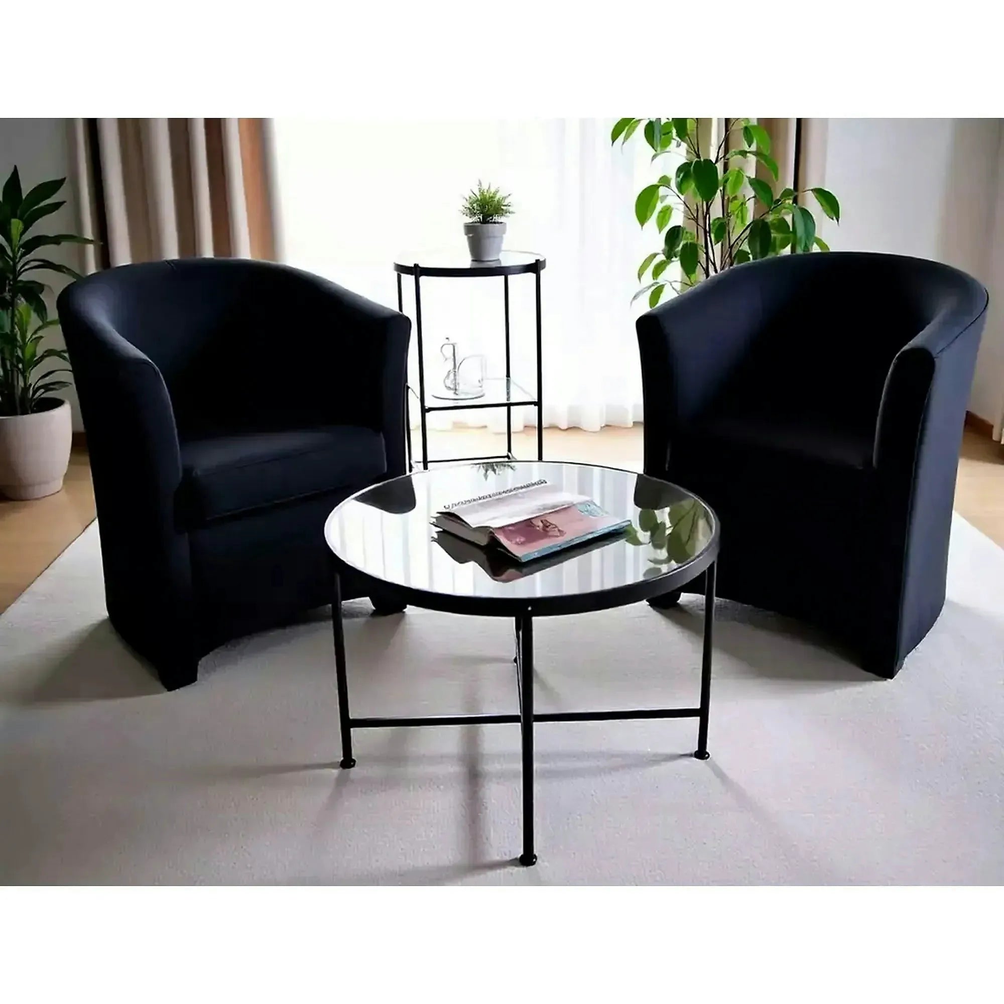 Fotoliu TM-1, negru, stofa catifelata, 67x60x76 cm