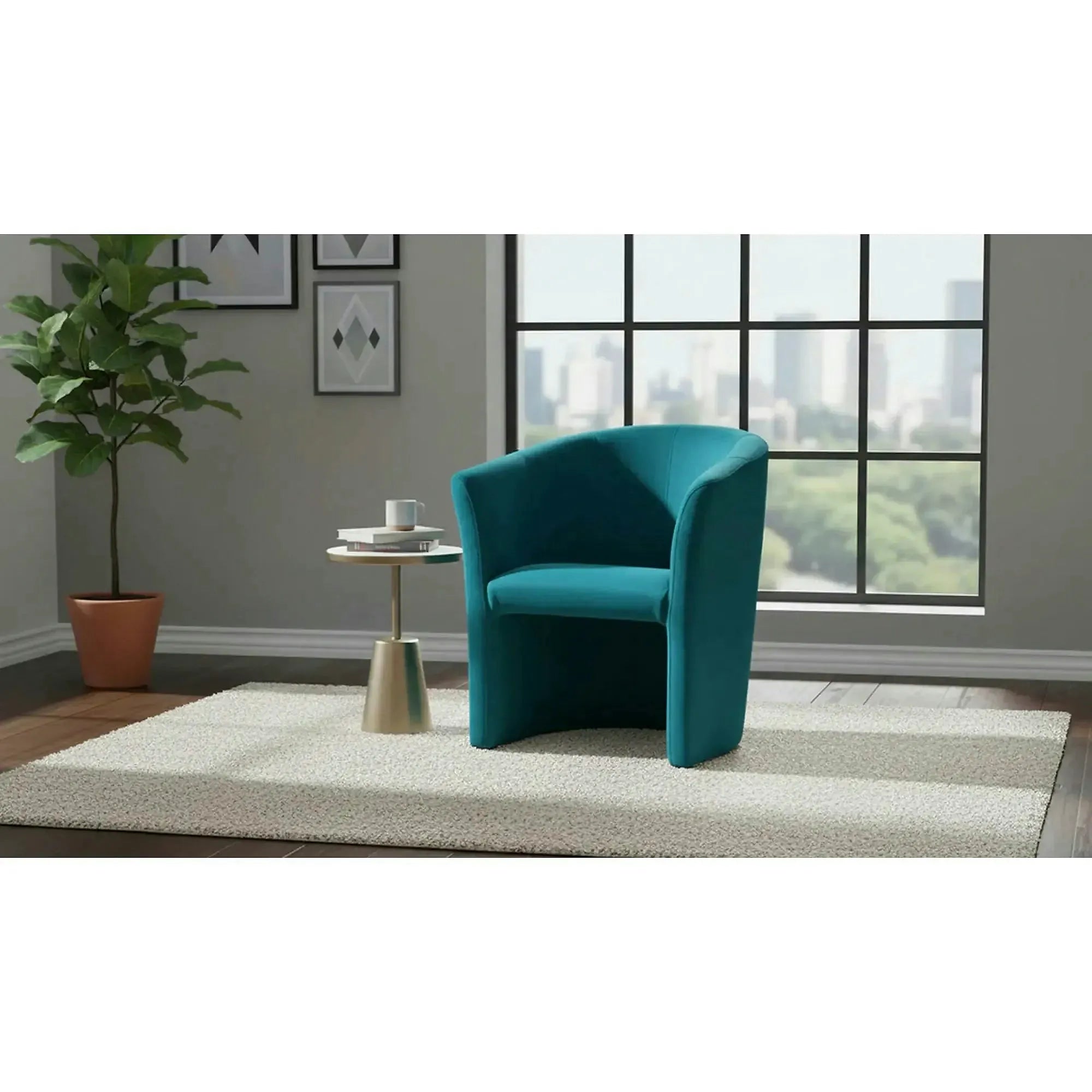 Fotoliu TM-1, stofa catifelata turcoaz - Bluvel 85, 67x60x76 cm