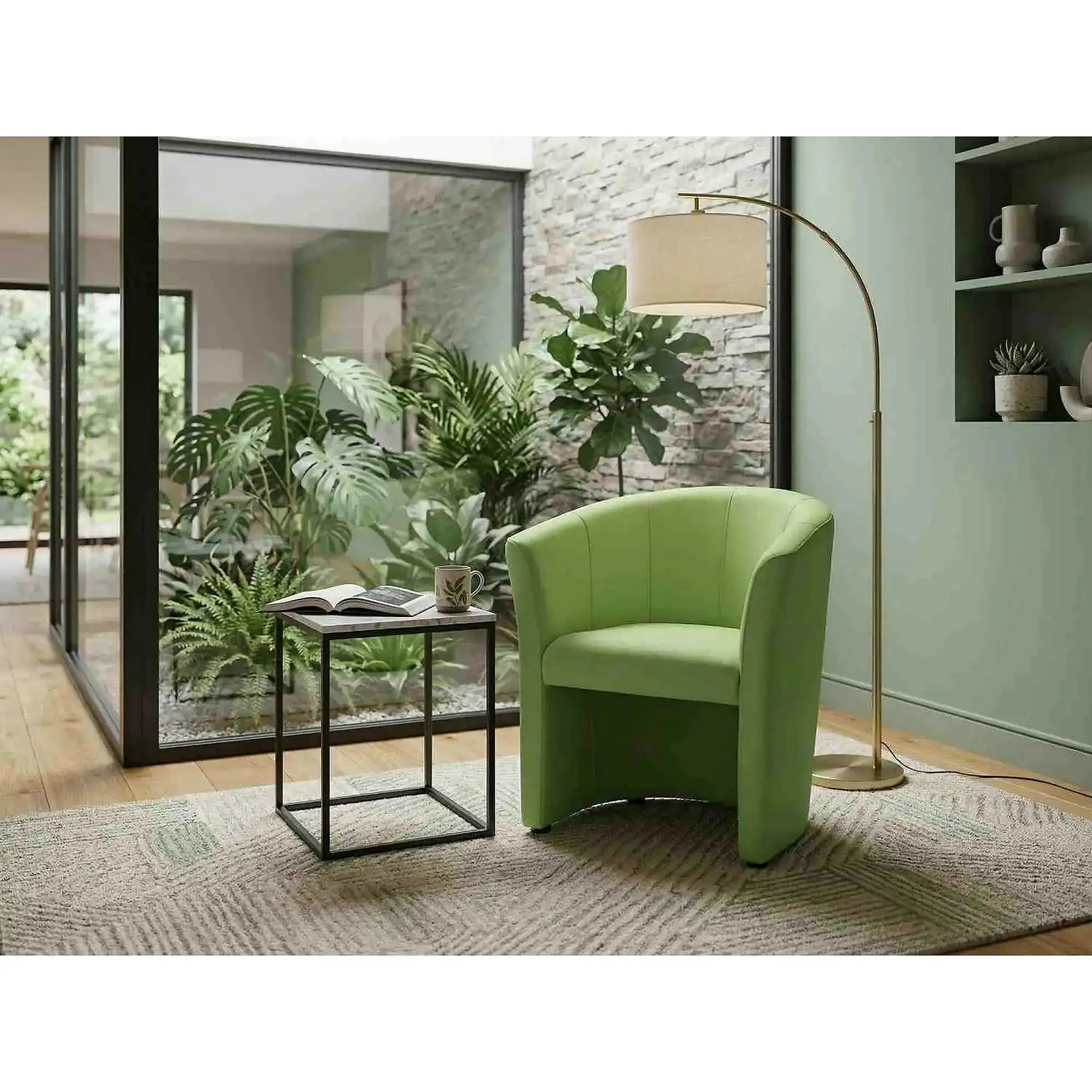 Fotoliu TM-1, verde, piele ecologica, 67x60x76 cm