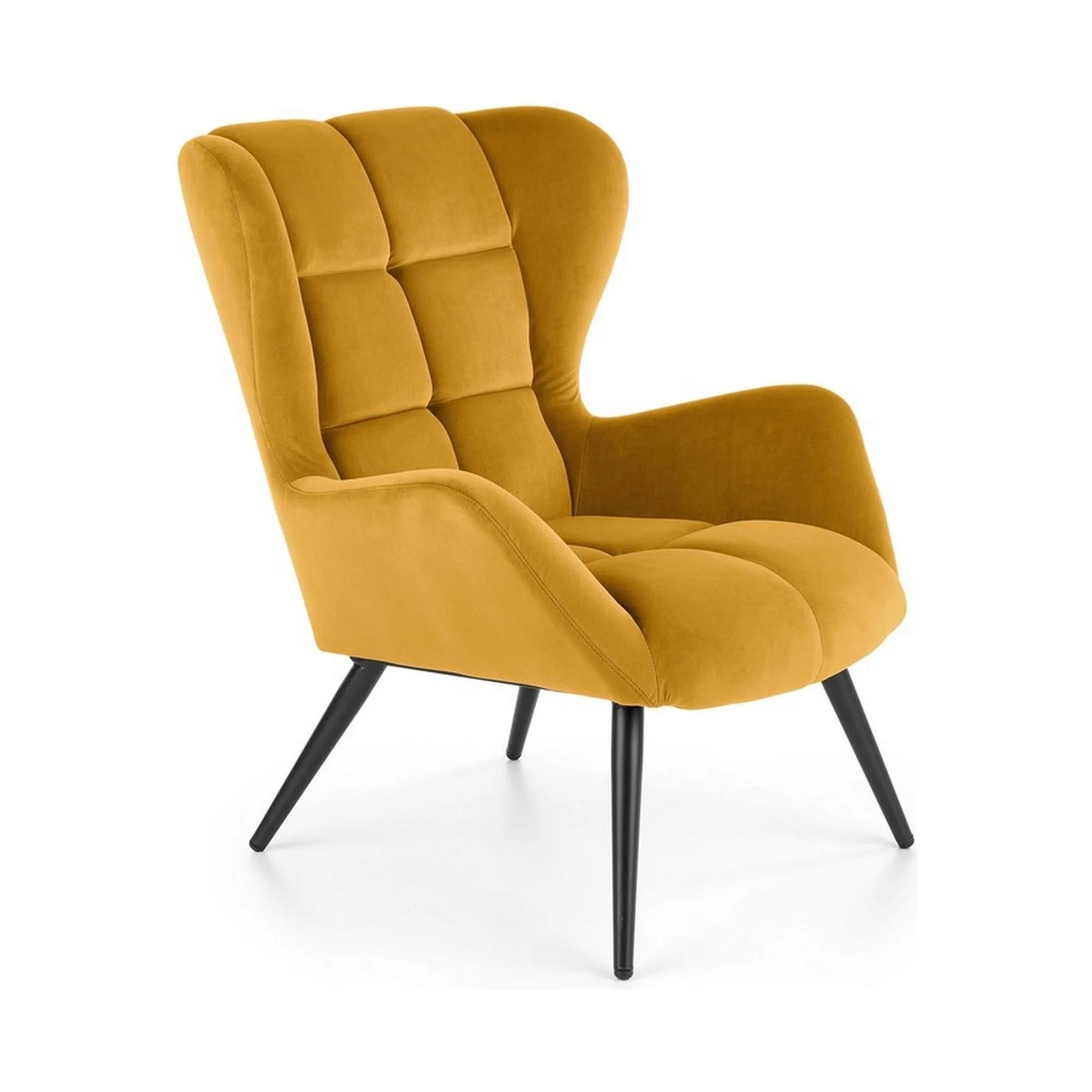 Fotoliu TYRION, galben mustar/negru, stofa catifelata/otel, 75x86x91 cm