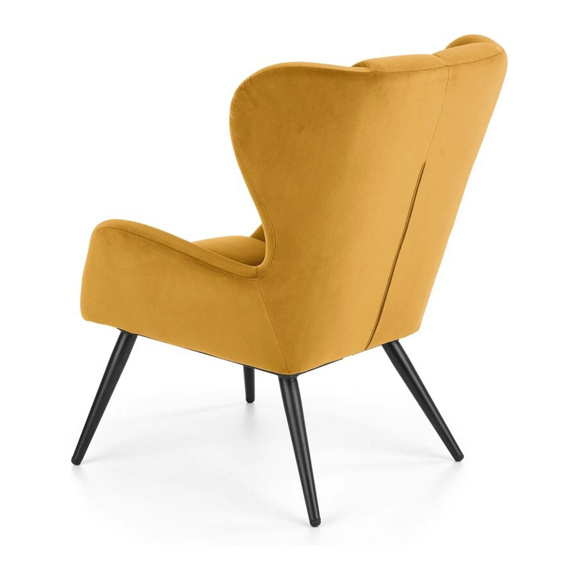 Fotoliu TYRION, galben mustar/negru, stofa catifelata/otel, 75x86x91 cm