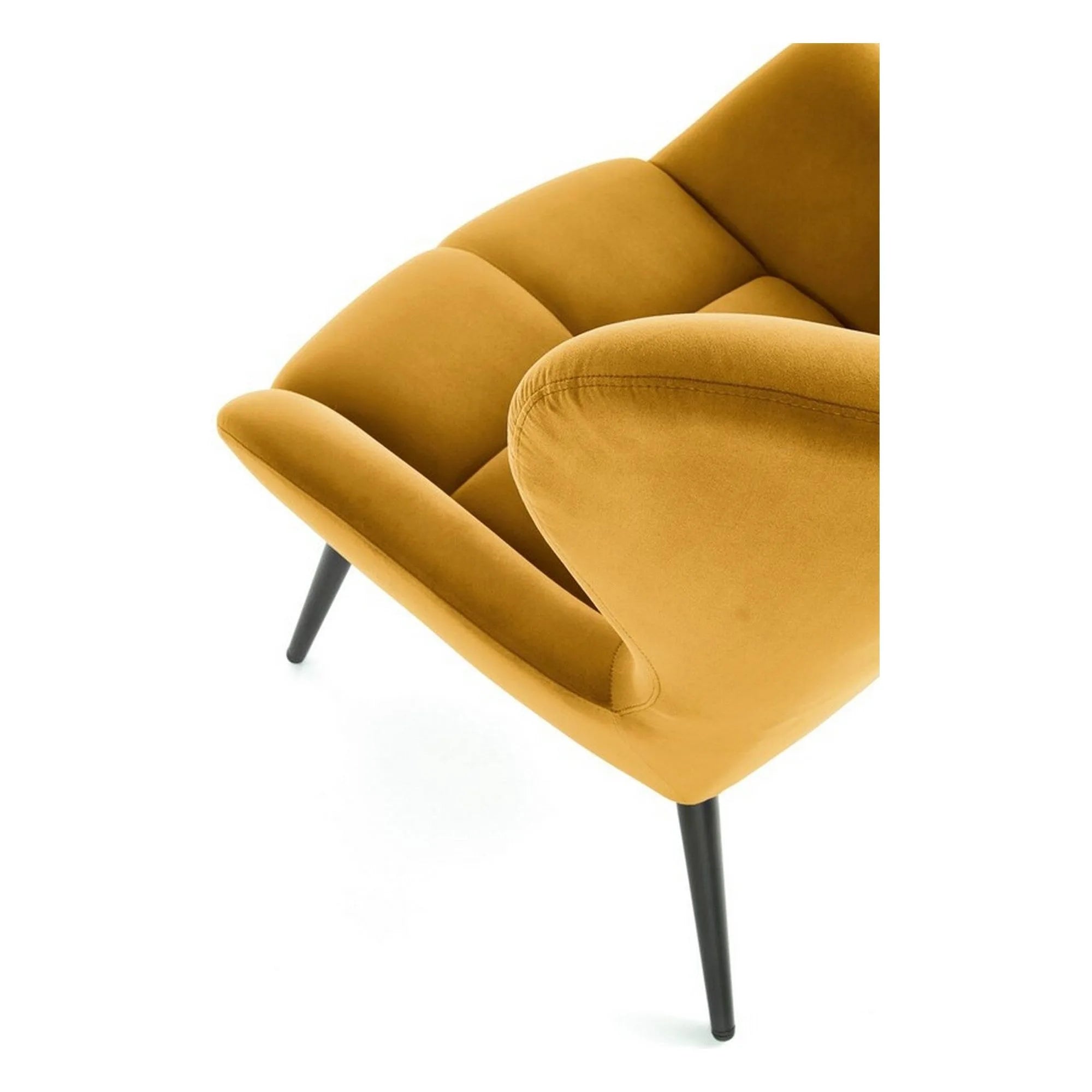 Fotoliu TYRION, galben mustar/negru, stofa catifelata/otel, 75x86x91 cm