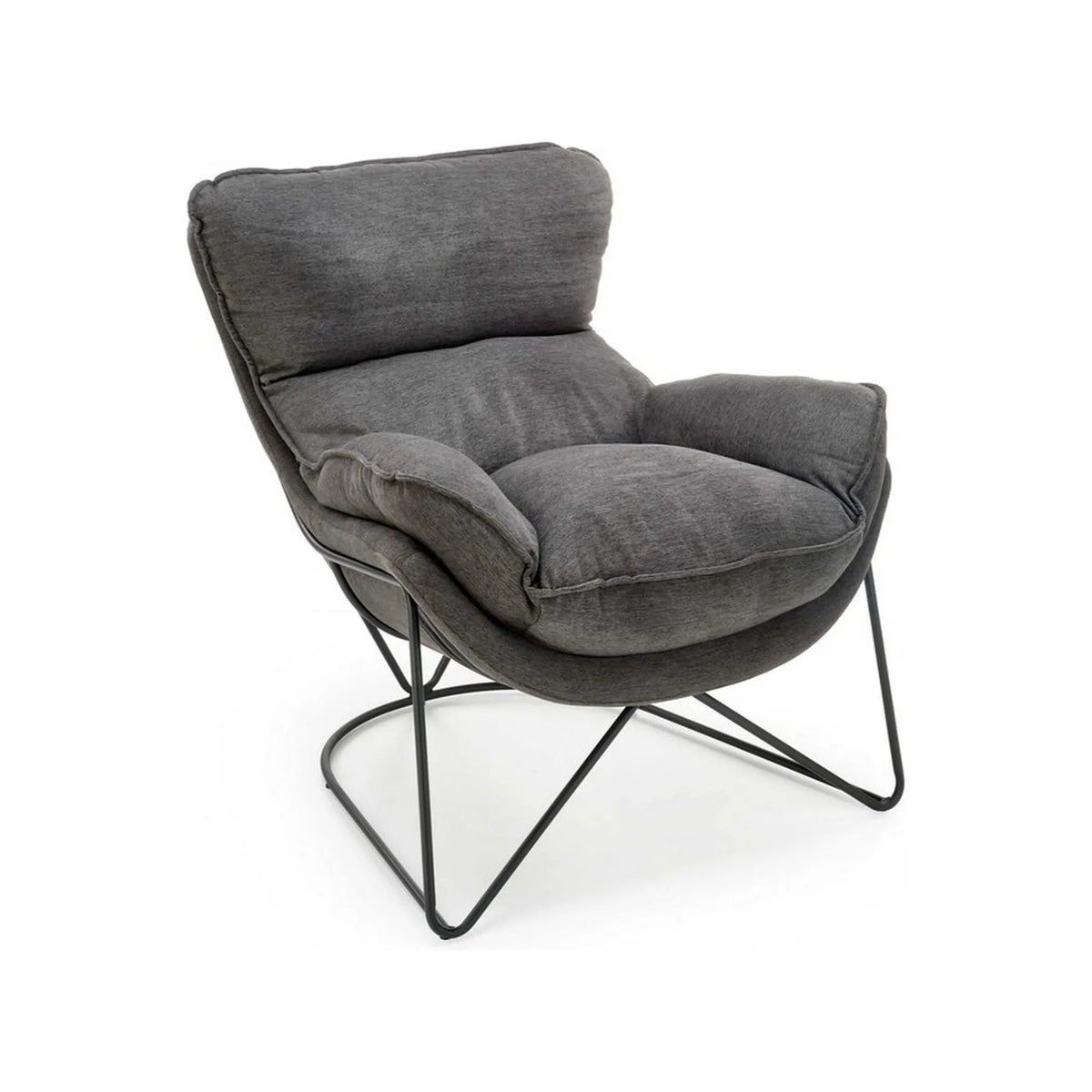 Scaun relaxare living VOLKER, gri, stofa clasica/metal, 75x88x85 cm