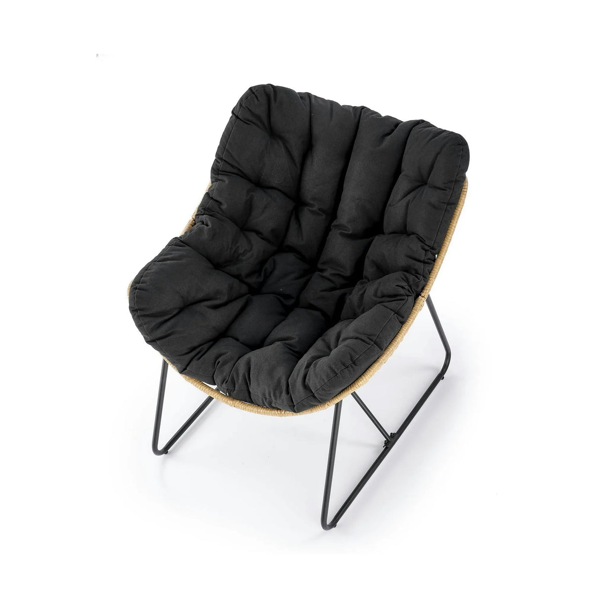 Fotoliu WHISPER, negru/stejar, ratan sintetic/metal, 81x90x90 cm