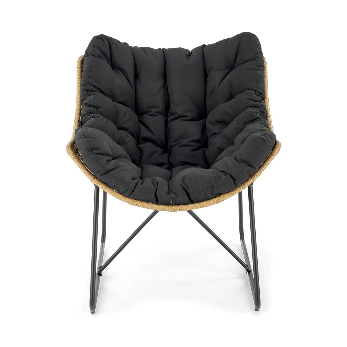 Fotoliu WHISPER, negru/stejar, ratan sintetic/metal, 81x90x90 cm